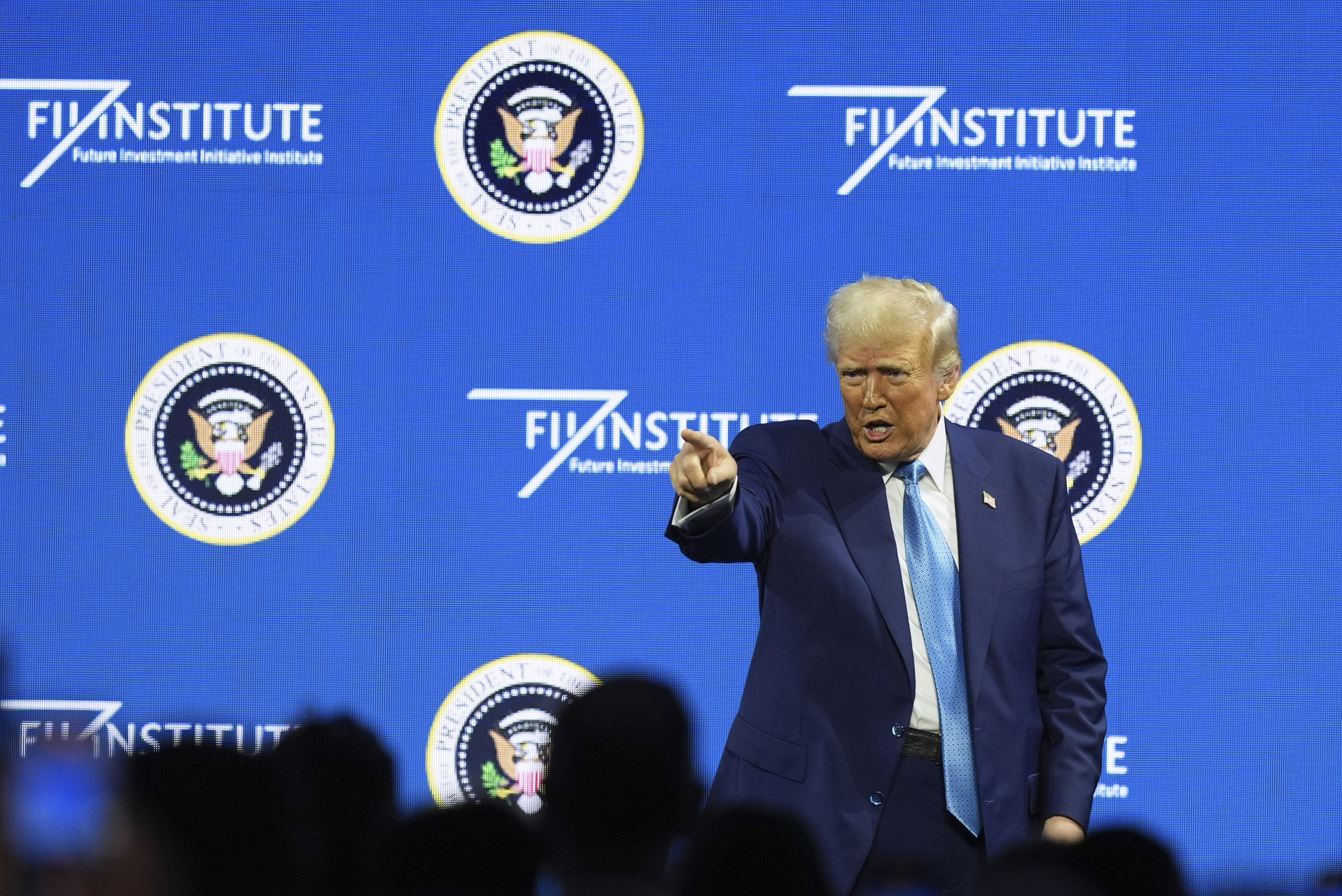 President Donald Trump gestures