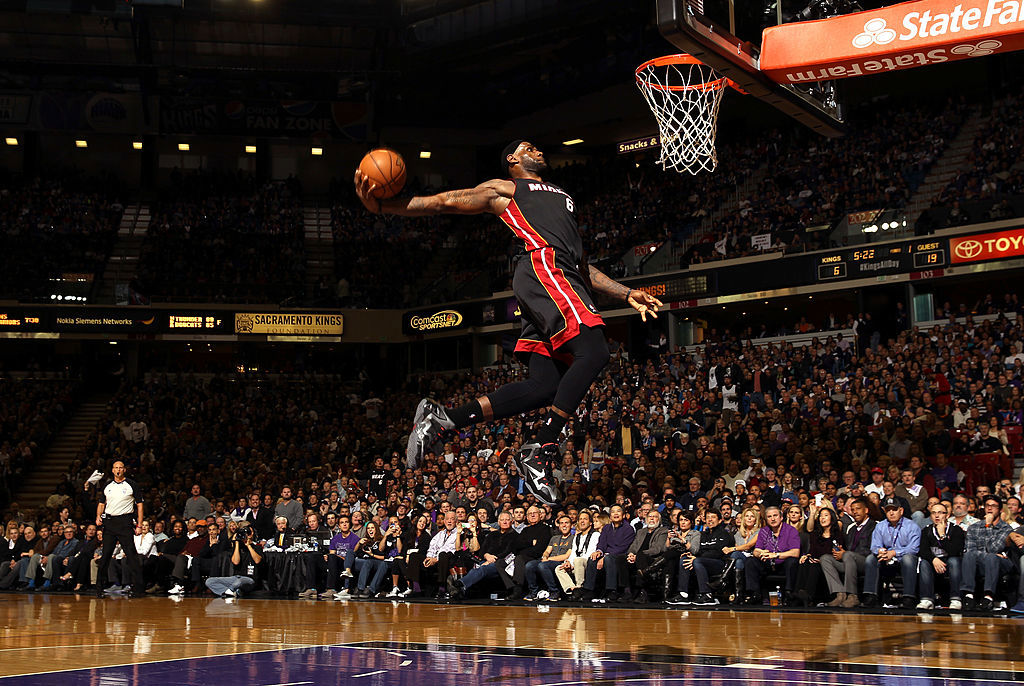 LeBron James soars at Sleep Train Arena.