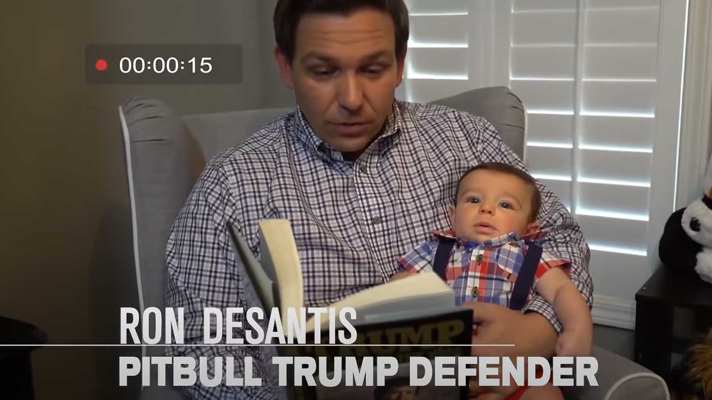 Ron DeSantis lee el 'El arte del trato' de Donald Trump a su bebé en su primer anuncio de las primarias para gobernador de 2018.