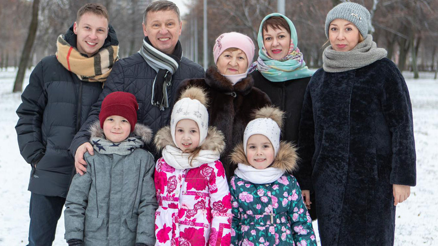 Alex (left) spent the New Year with his birth father and his family in Russia.