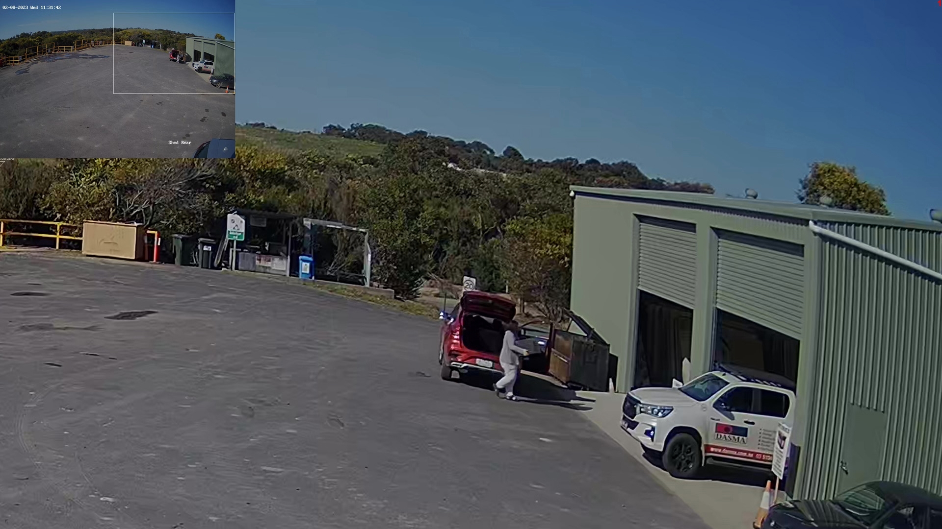 CCTV images of Erin Patterson dumping a dehydrator at Koonawarra waste station, on August 2, 2023, days after cooking a beef Wellington meal and hours after she left hospital in Melbourne.