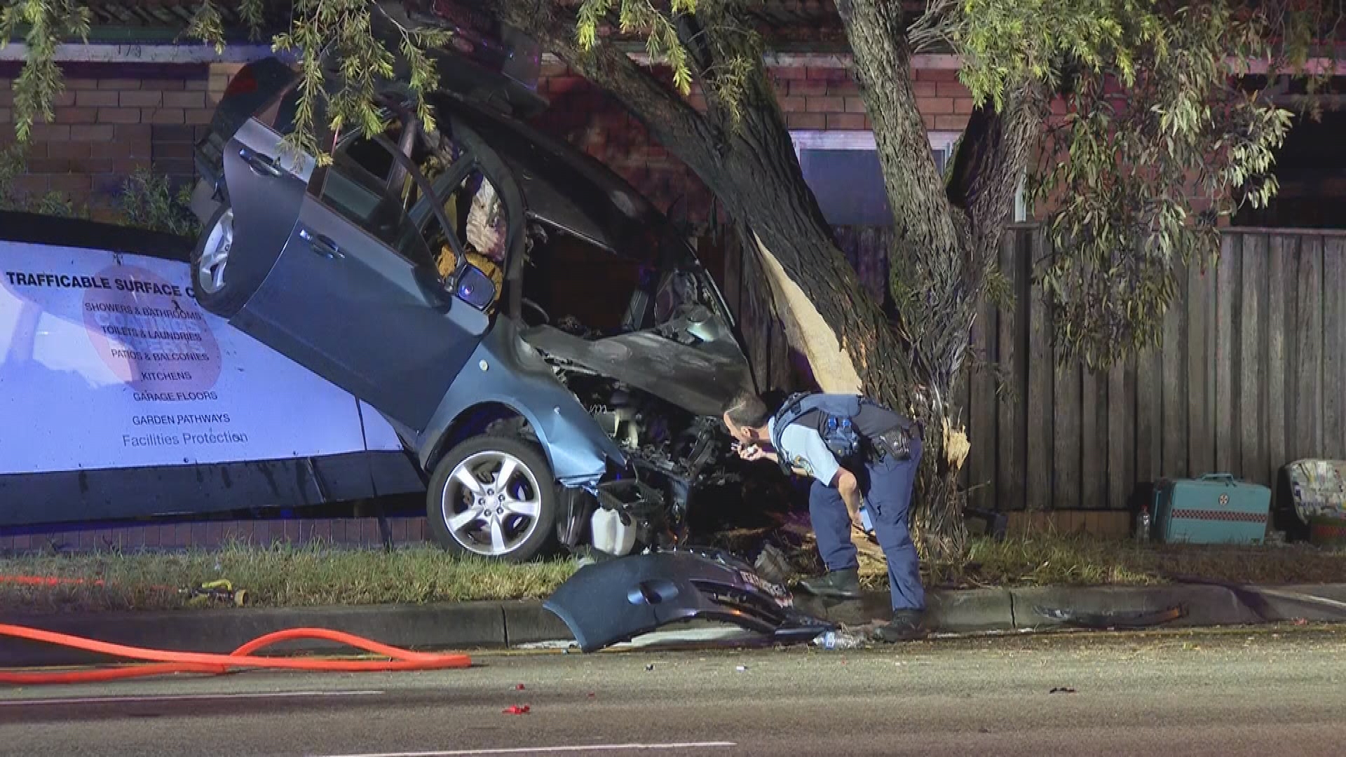 A man has described the moment he pulled three teenagers from a burning car in Sydney's south-west.