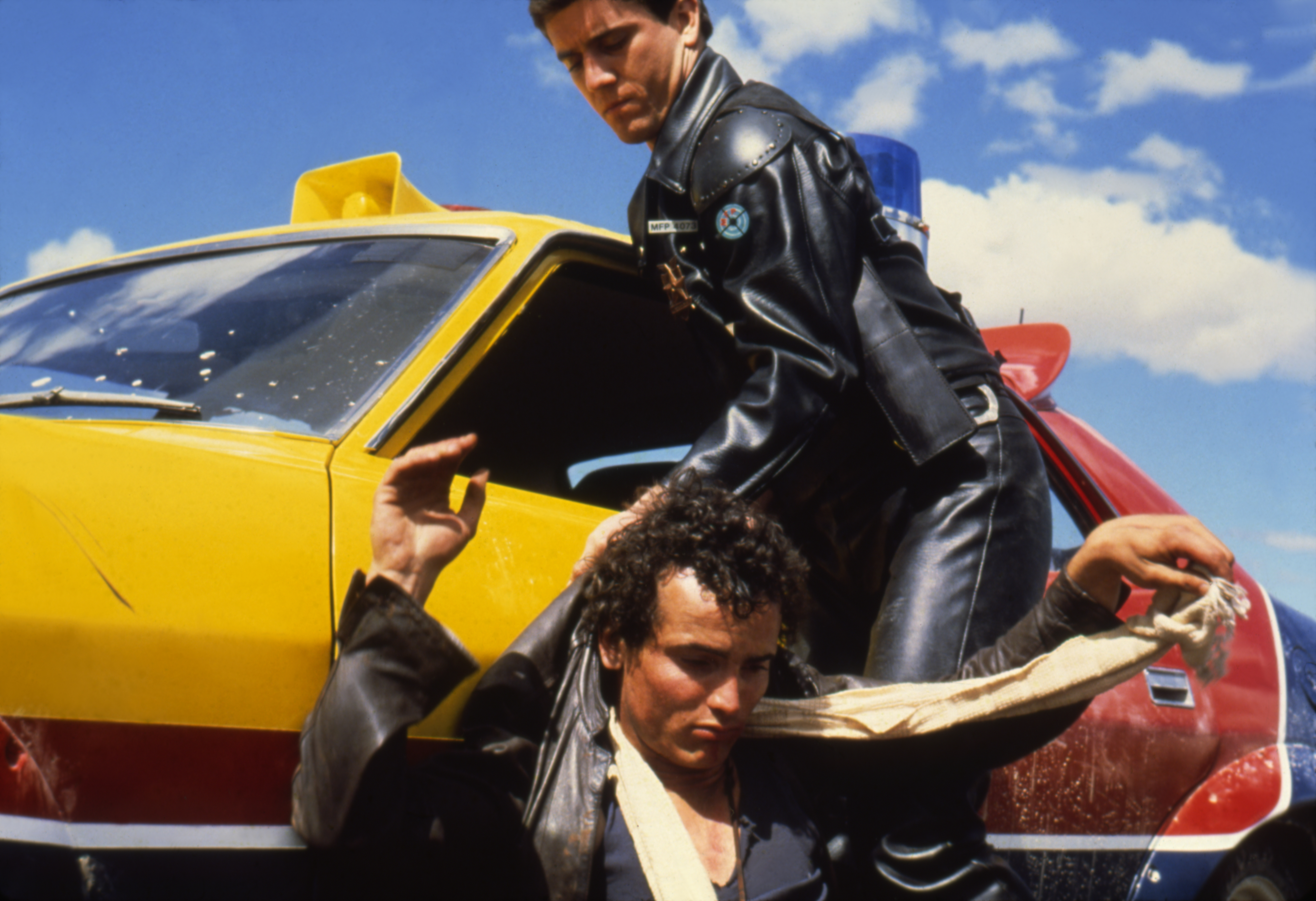 Mel Gibson and Hugh Keays-Byrne in Mad Max in 1979.