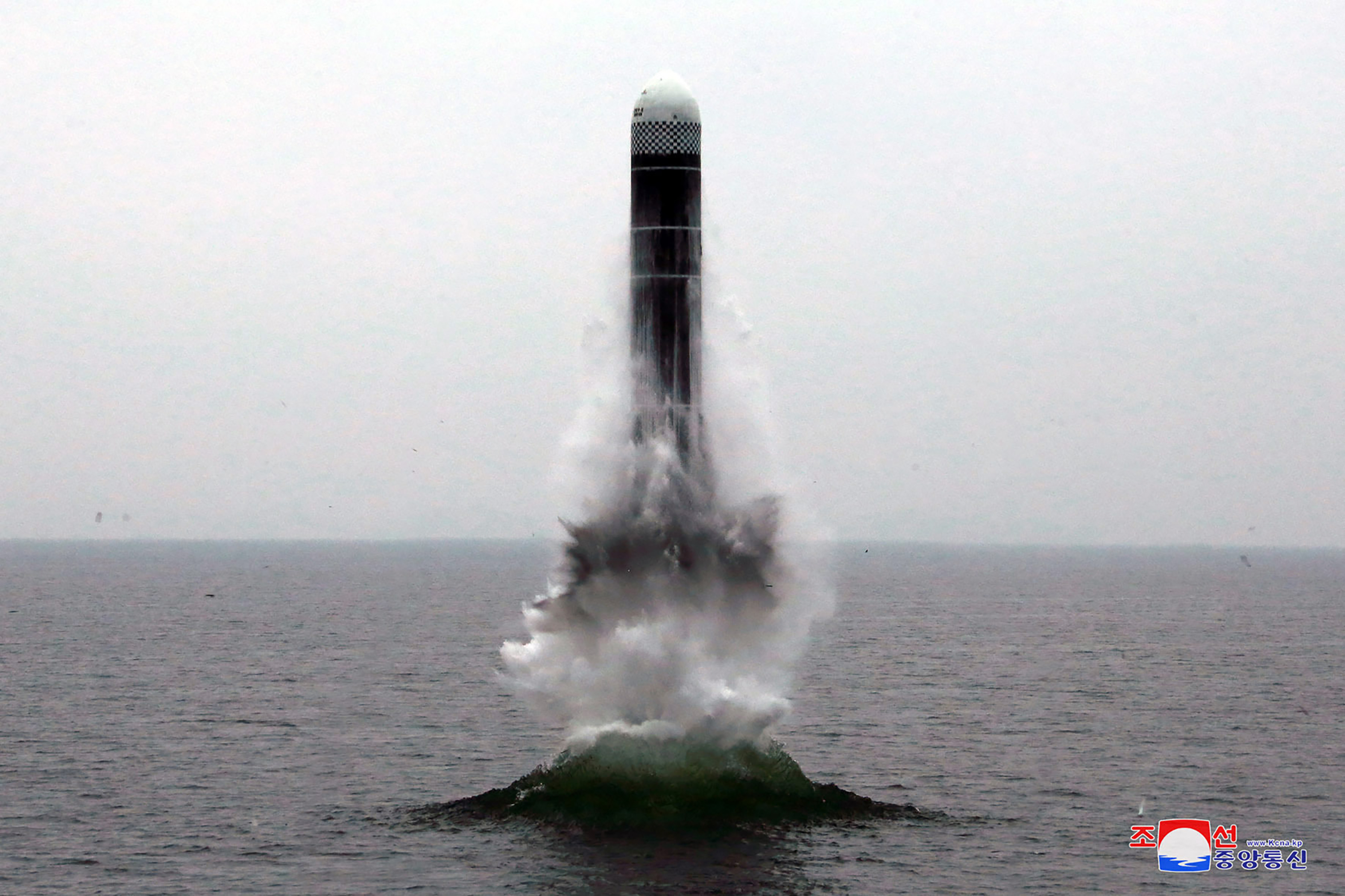 North Korea fired a ballistic missile from the sea on Wednesday, South Korea's military said, a suggestion that it may have tested an underwater-launched missile for the first time in three years ahead of a resumption of nuclear talks with the United States this weekend. (Korean Central News Agency/Korea News Service via AP)