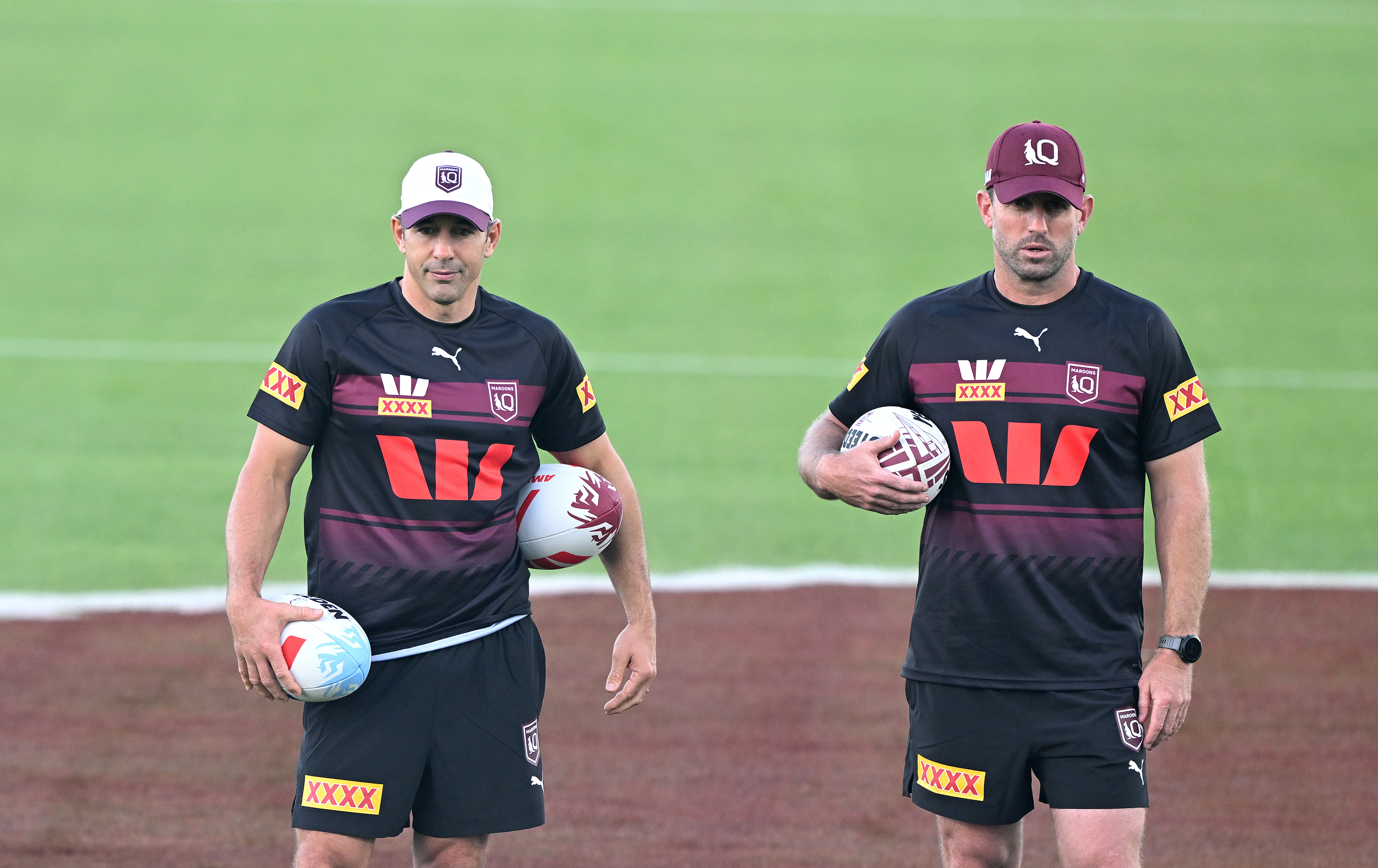 Queensland coach Billy Slater (left) and assistant Josh Hannay.