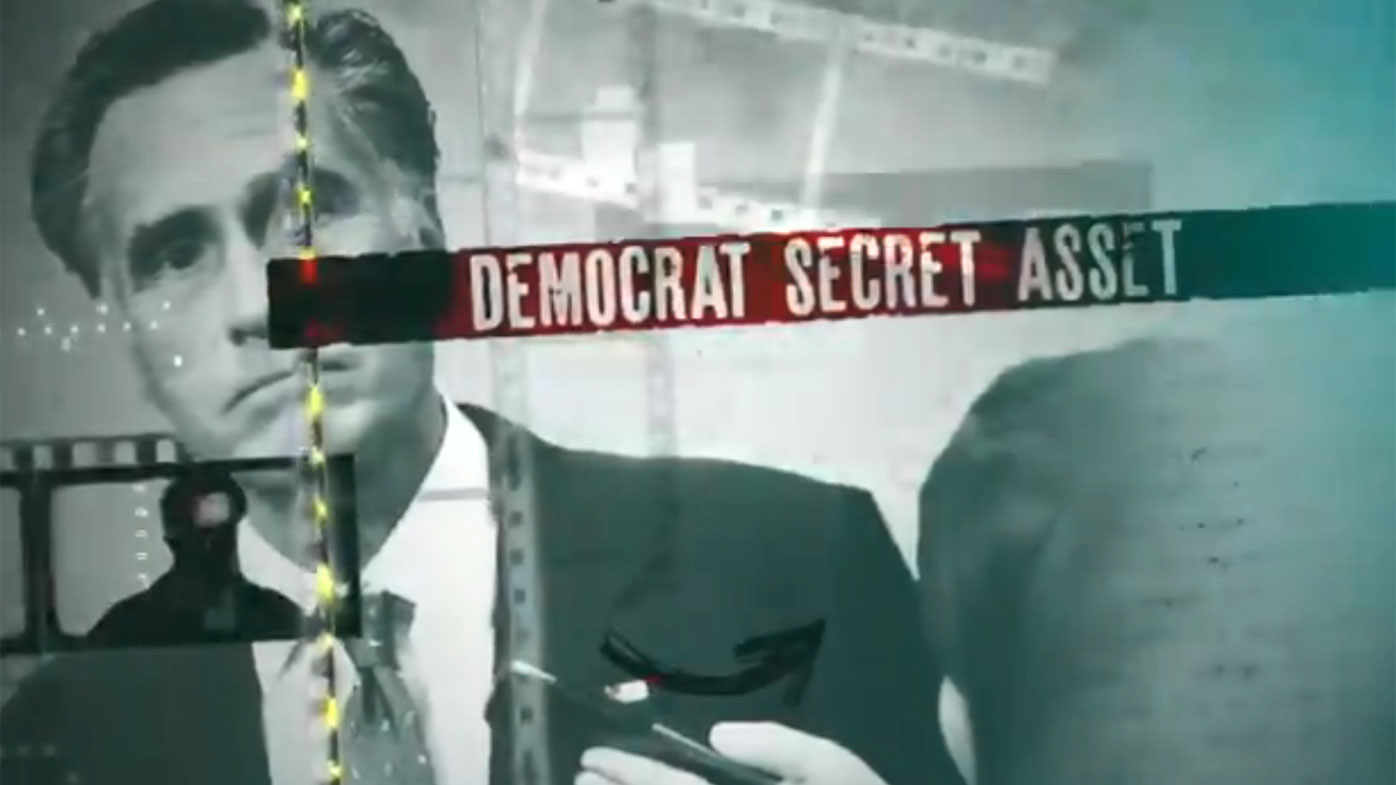 The attack ad accuses Mitt Romney of being a Democrat secret asset.