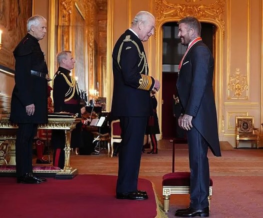 David Beckham knighted at Windsor castle by King Charles
