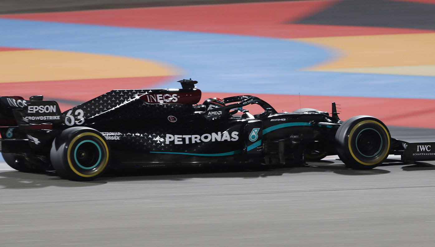 George Russell during his Mercedes debut at the Sakhir Grand Prix.
