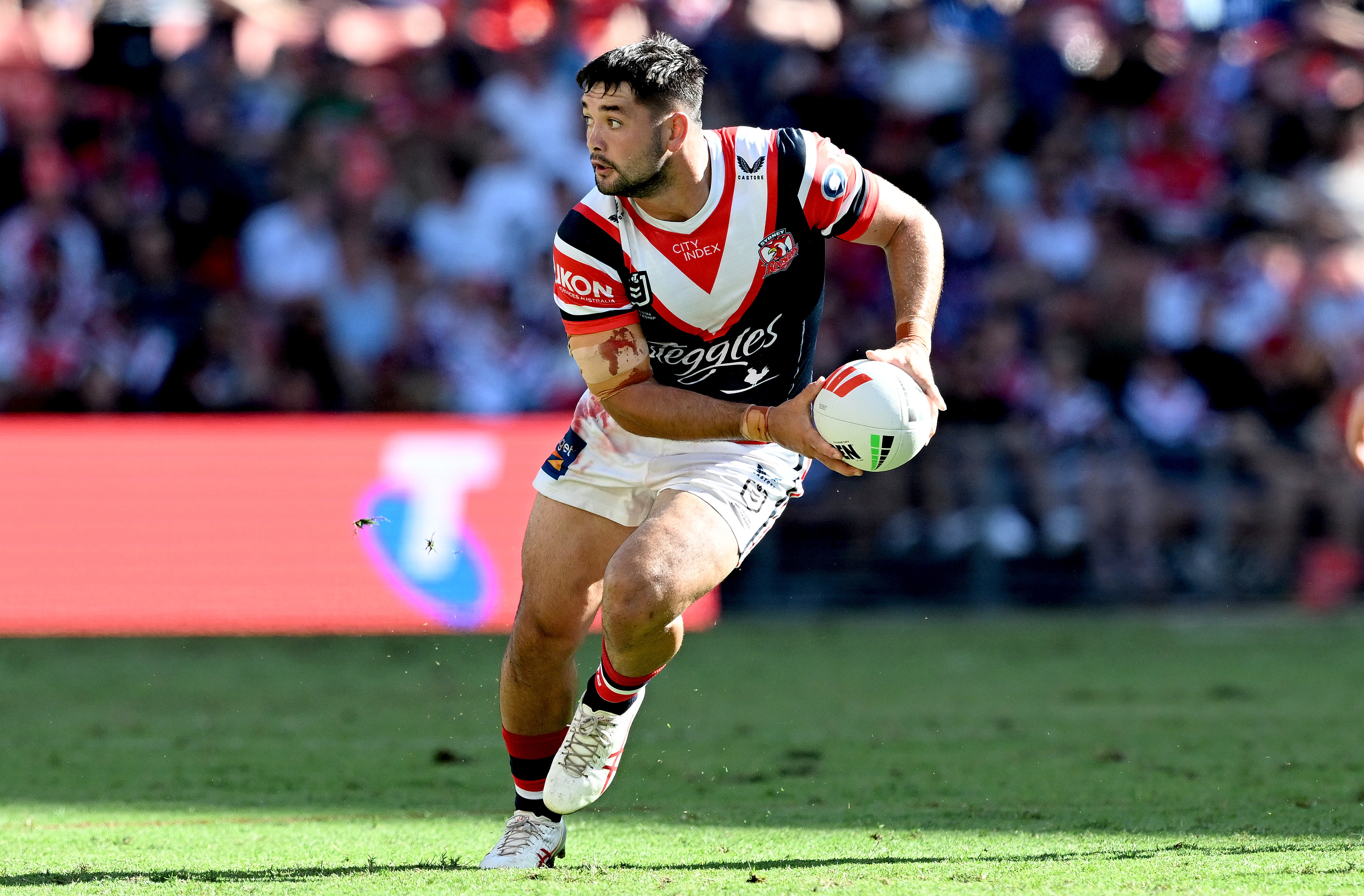 Brandon Smith of the Roosters in action during the round one NRL match between the Dolphins and Sydney Roosters at Suncorp Stadium on March 05, 2023 in Brisbane, Australia. (Photo by Bradley Kanaris/Getty Images)