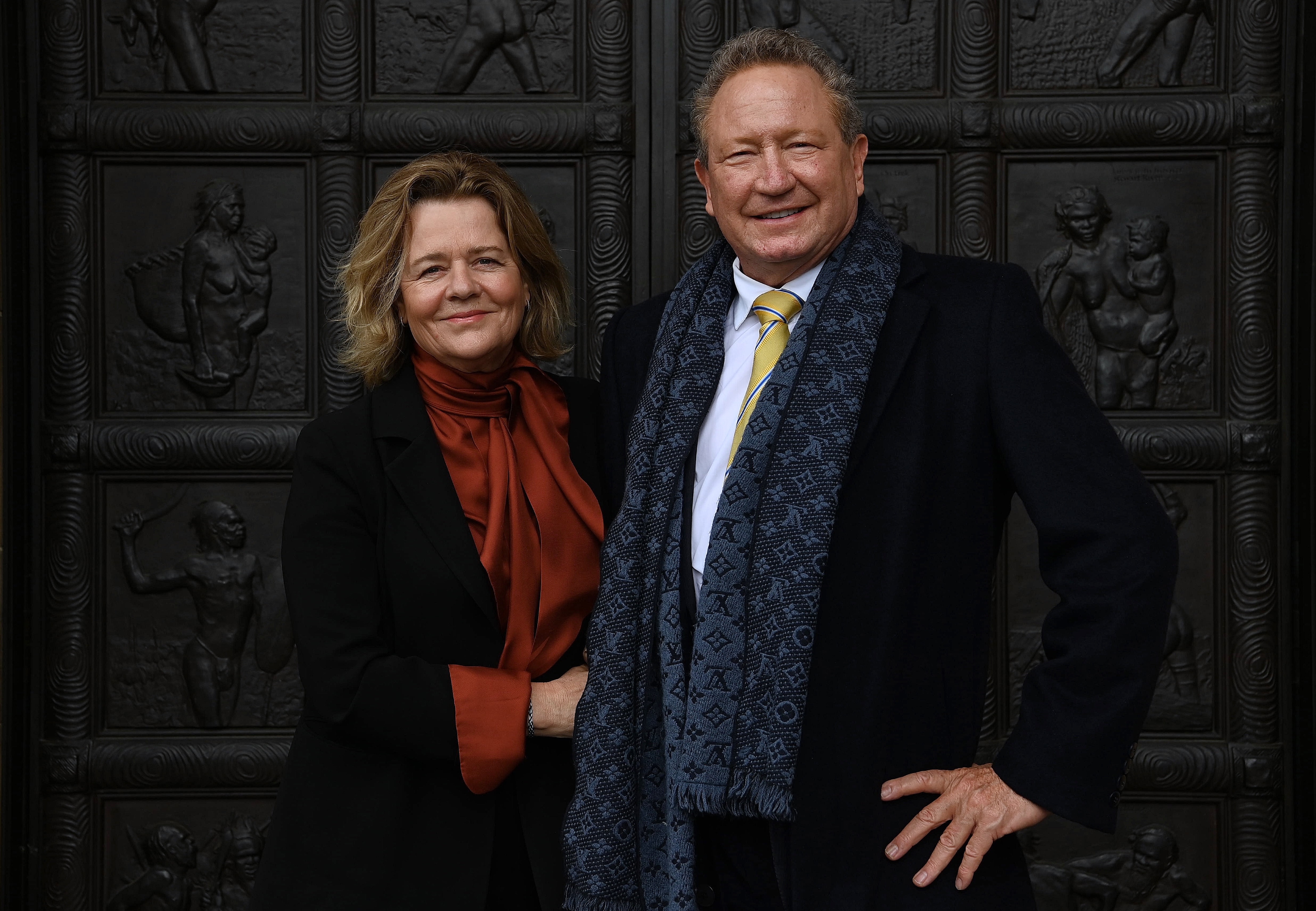 Nicola and Andrew Forrest outside the State Library of NSW in Sydney, NSW. 13th October, 2021. 