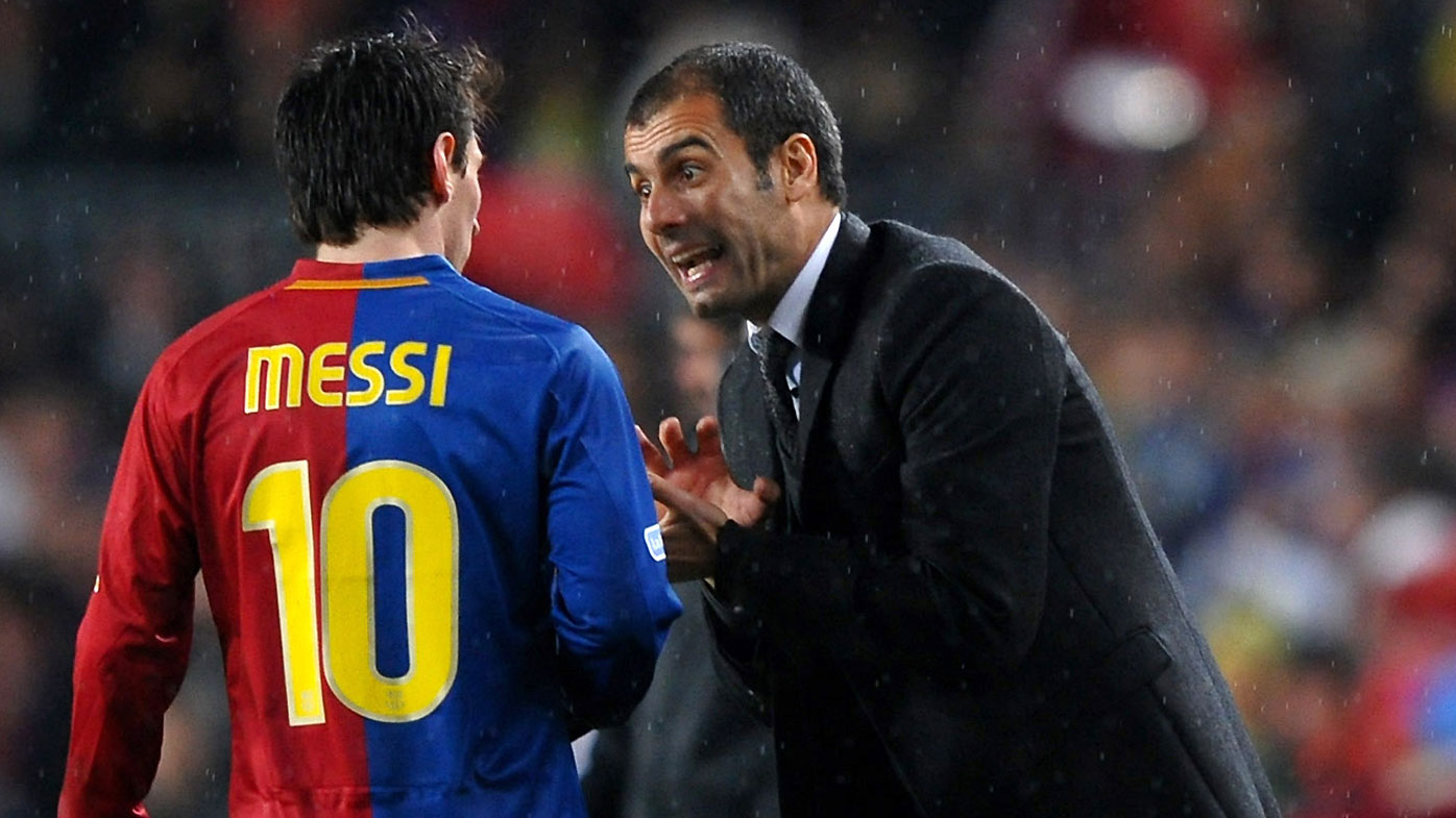 Lionel Messi and Pep Guardiola