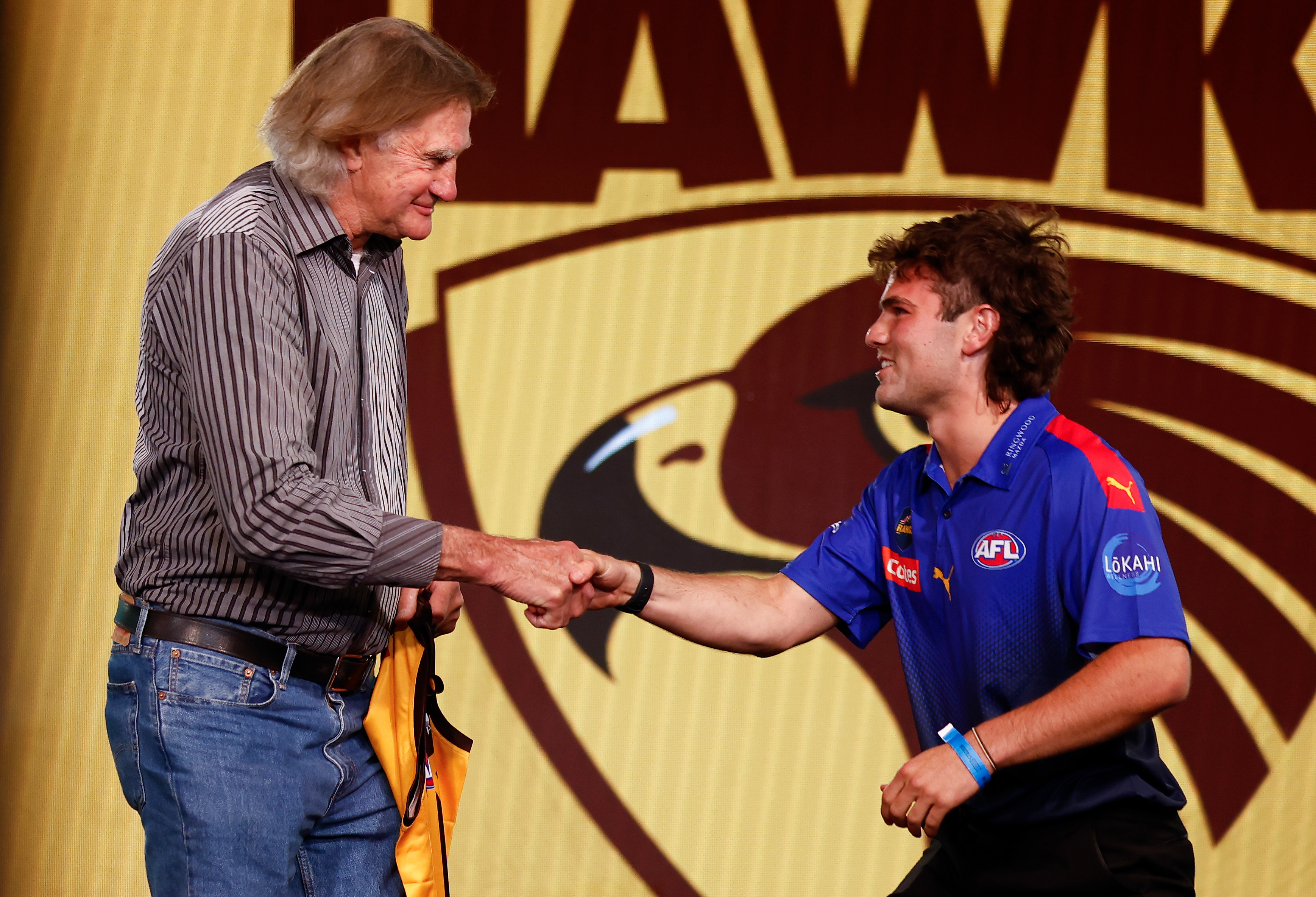 Nick Watson and Hawthorn legend Michael Tuck.