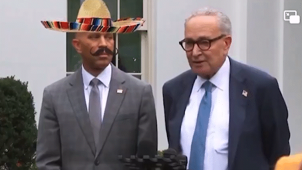 Why does Trump keep posting this fake video of a man in a sombrero and moustache? 