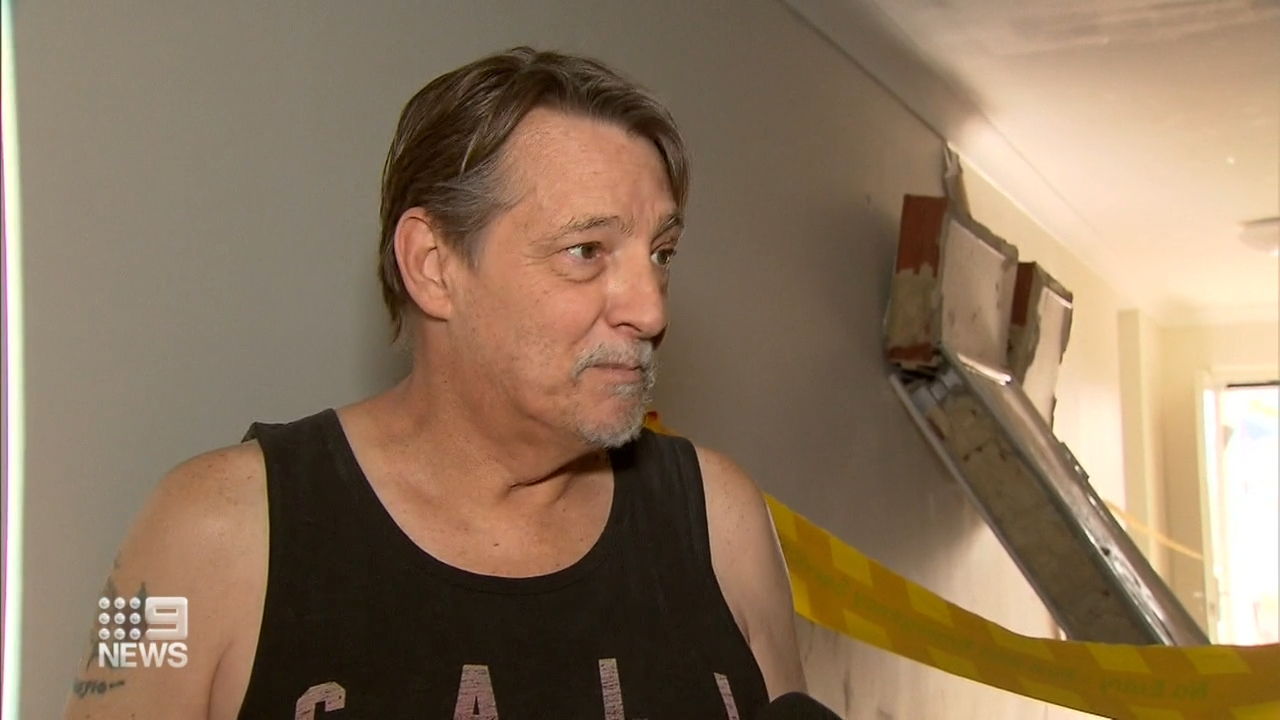 A father has narrowly escaped death after a car lost control and slammed into his bedroom wall in Aveley, Perth last night.