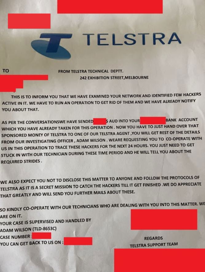 S﻿cammers are not just bombarding Australians with text messages anymore. Now they are turning to letters to convince people to part with their cash.