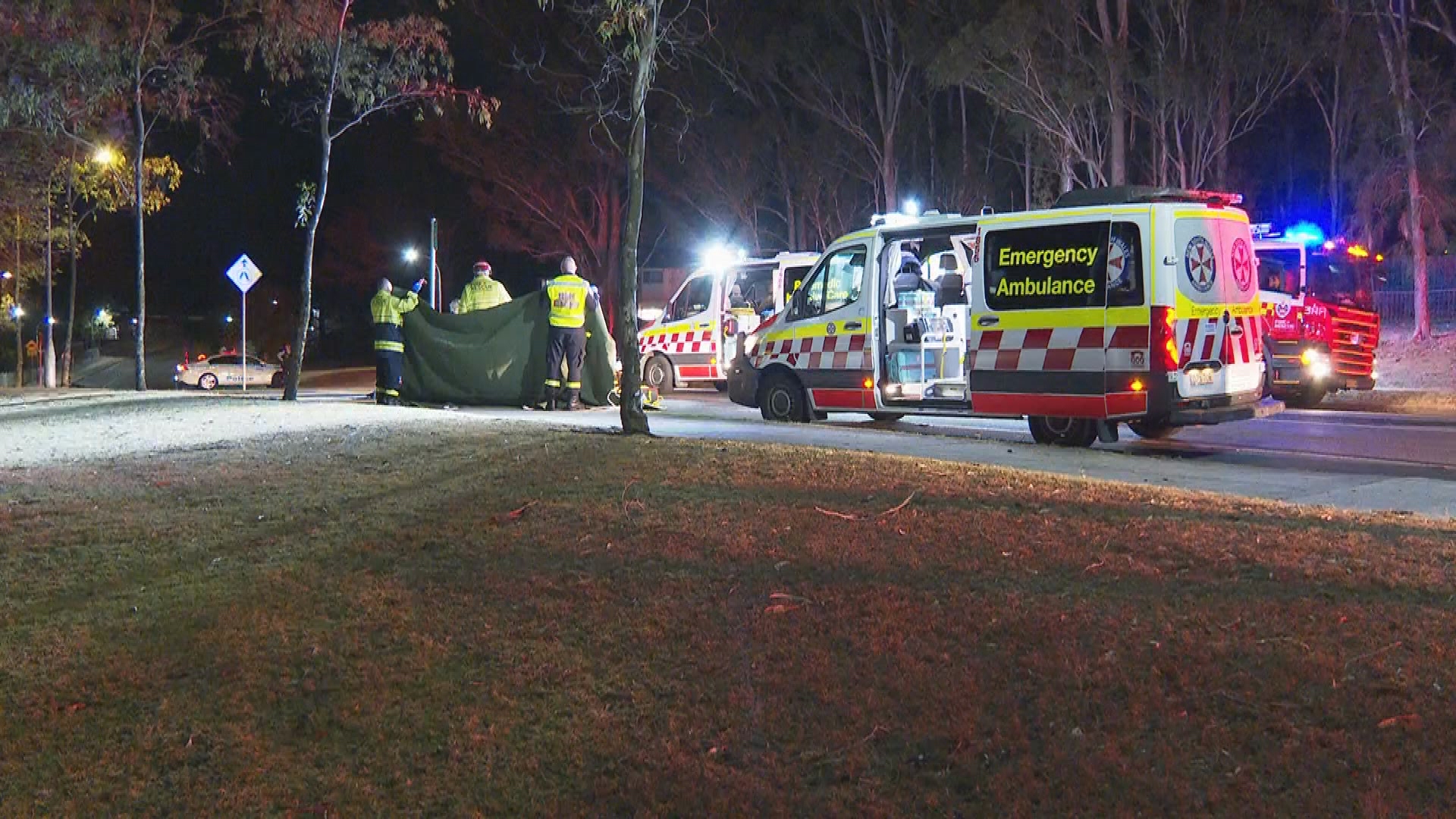 Crime scene at Cranebrook in Sydney after hit and run.