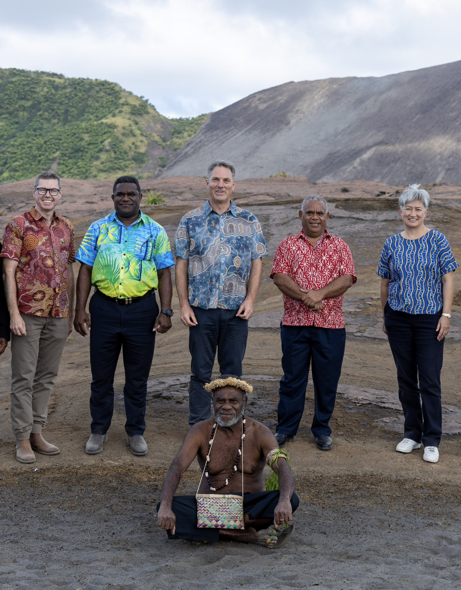 Richard Marles, Penny Wong and other ministers from Australia and Vanuatu after initialling the Nakamal Agreement.