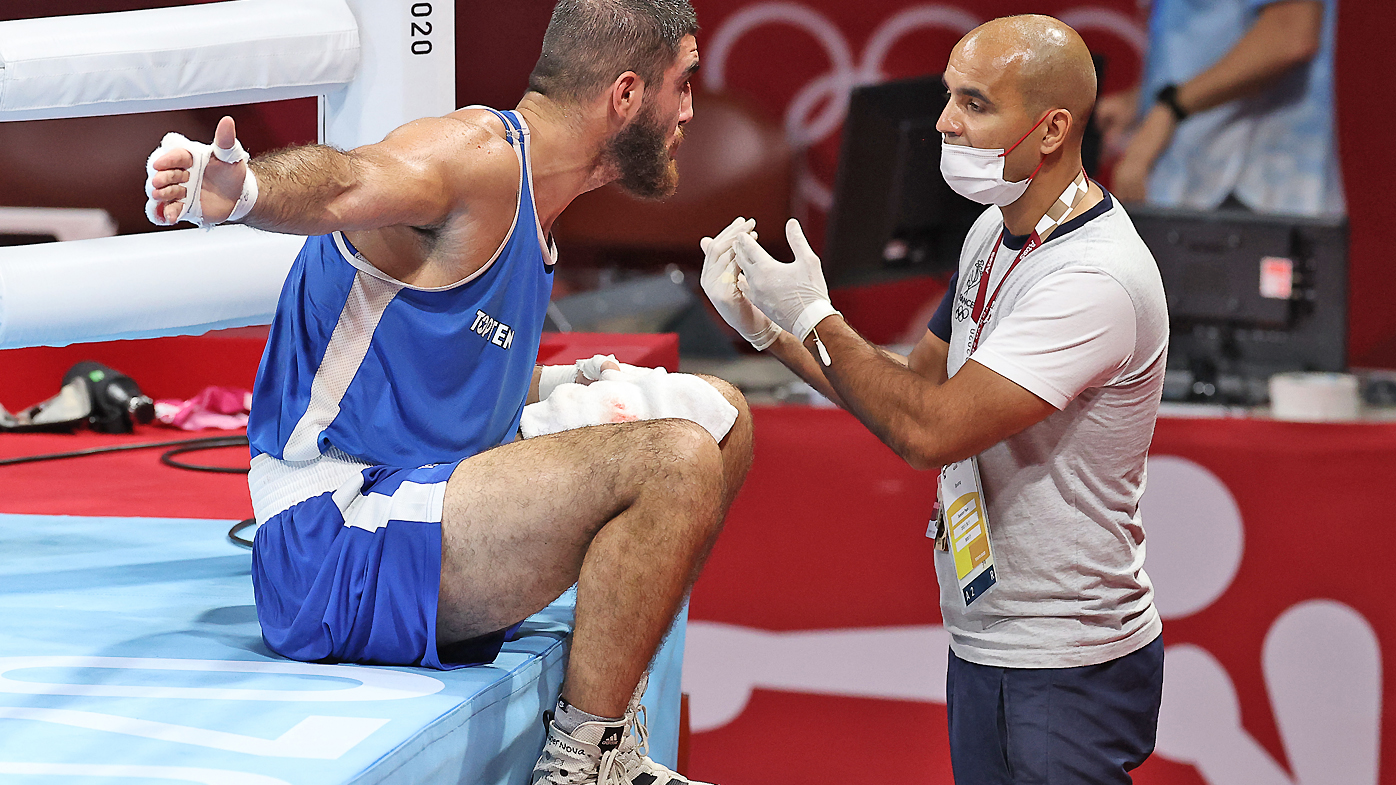 Mourad Aliev of Team France reacts after losing by