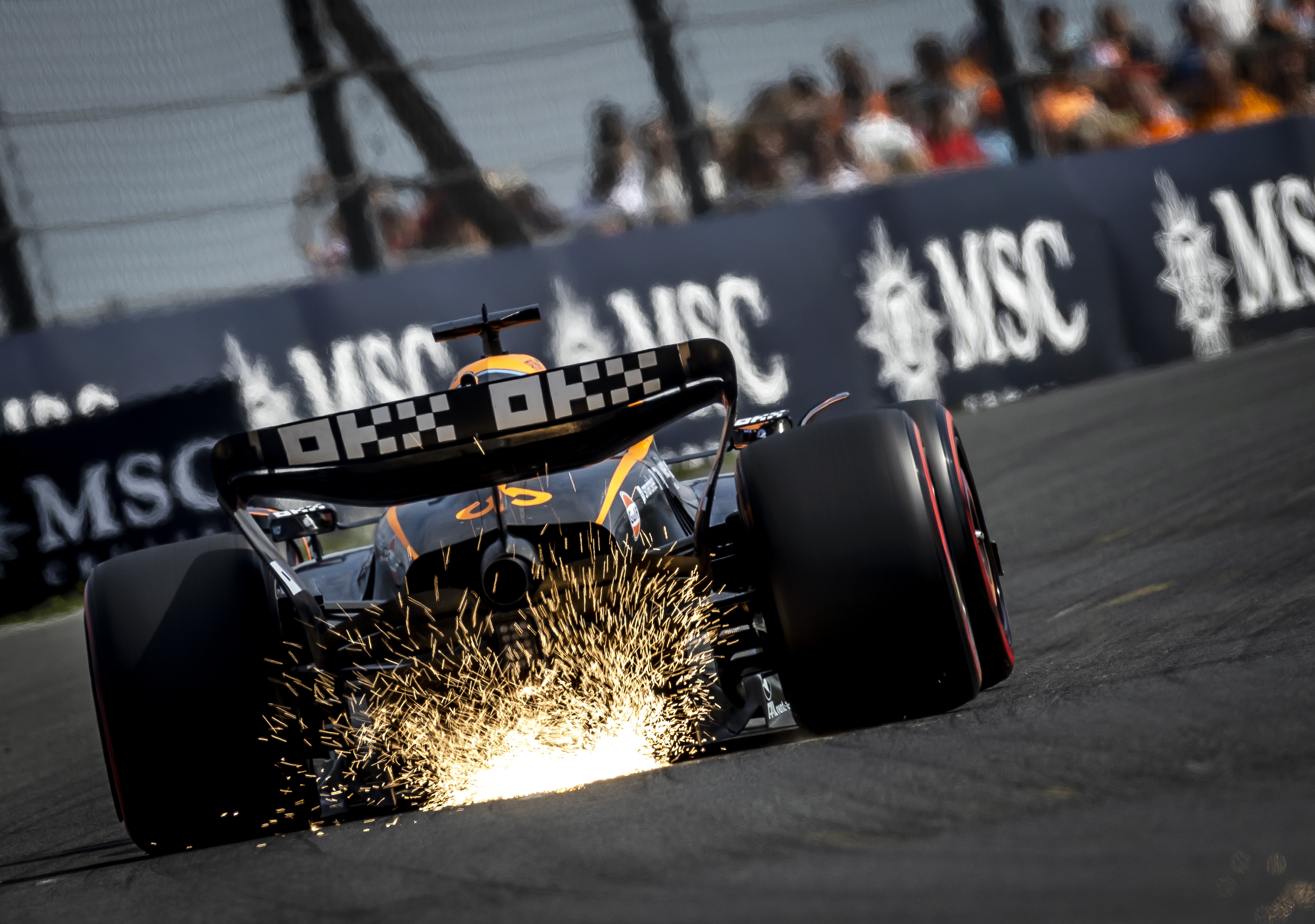 Daniel Ricciardo (McLaren) in action during the 1st free practice session ahead of the F1 Grand Prix of the Netherlands at Circuit van Zandvoort on September 2, 2022 in Zandvoort, Netherlands. REMKO DE WAAL (Photo by ANP via Getty Images)