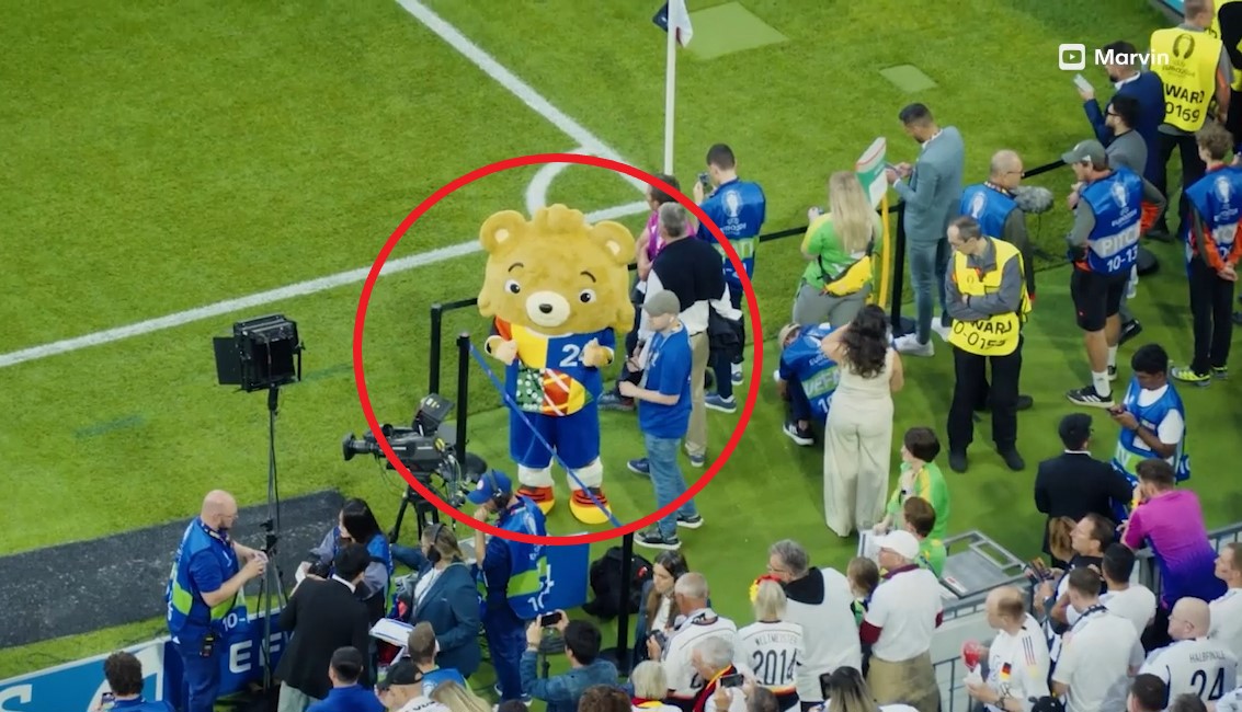 YouTuber Marvin Wildhage dressed as a mascot at the Euros.