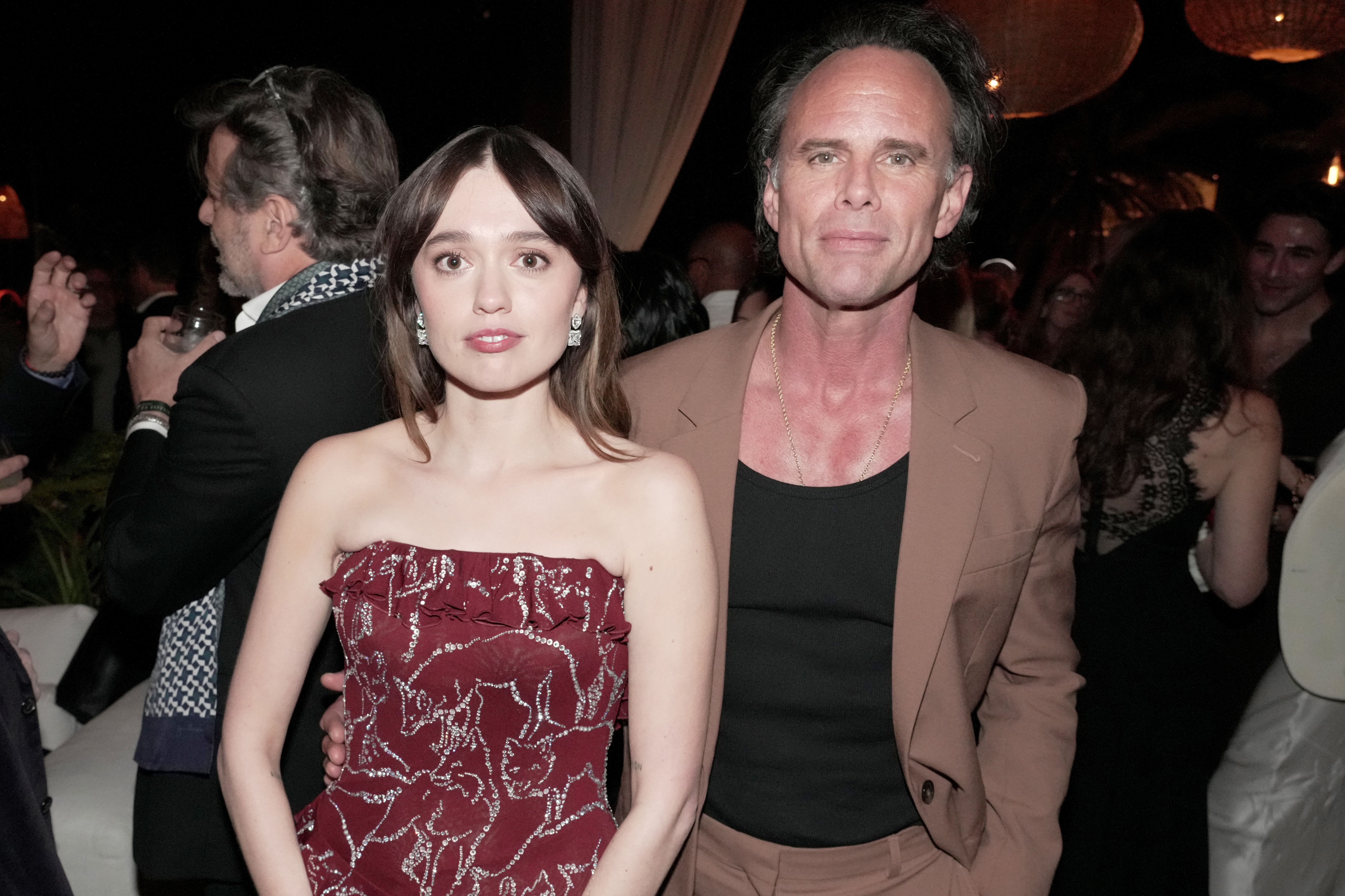 LOS ANGELES, CALIFORNIA - FEBRUARY 10: (L-R) Aimee Lou Wood and Walton Goggins attend the after-party for the world premiere of "The White Lotus" Season 3 at Paramount Studios on February 10, 2025 in Los Angeles, California. (Photo by Jeff Kravitz/FilmMagic for HBO)