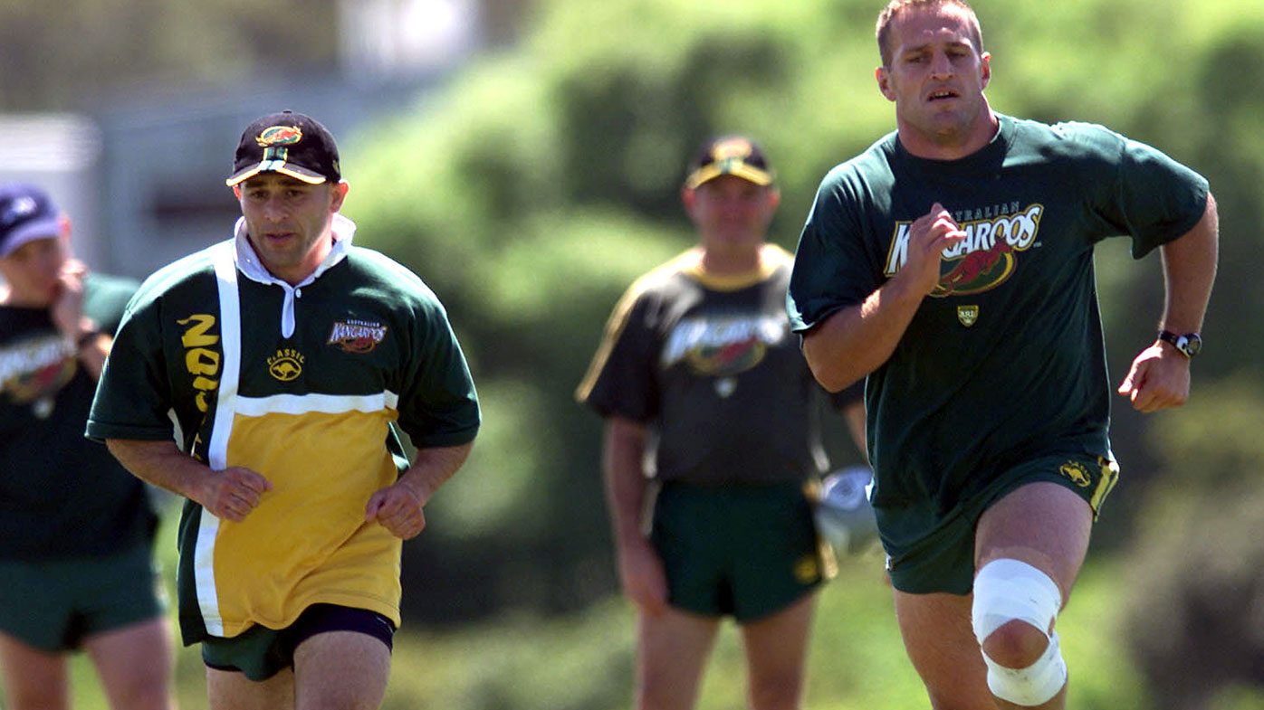 Tony Ayoub (left) trains with Rodney Howe prior to a test against New Zealand in 1999.