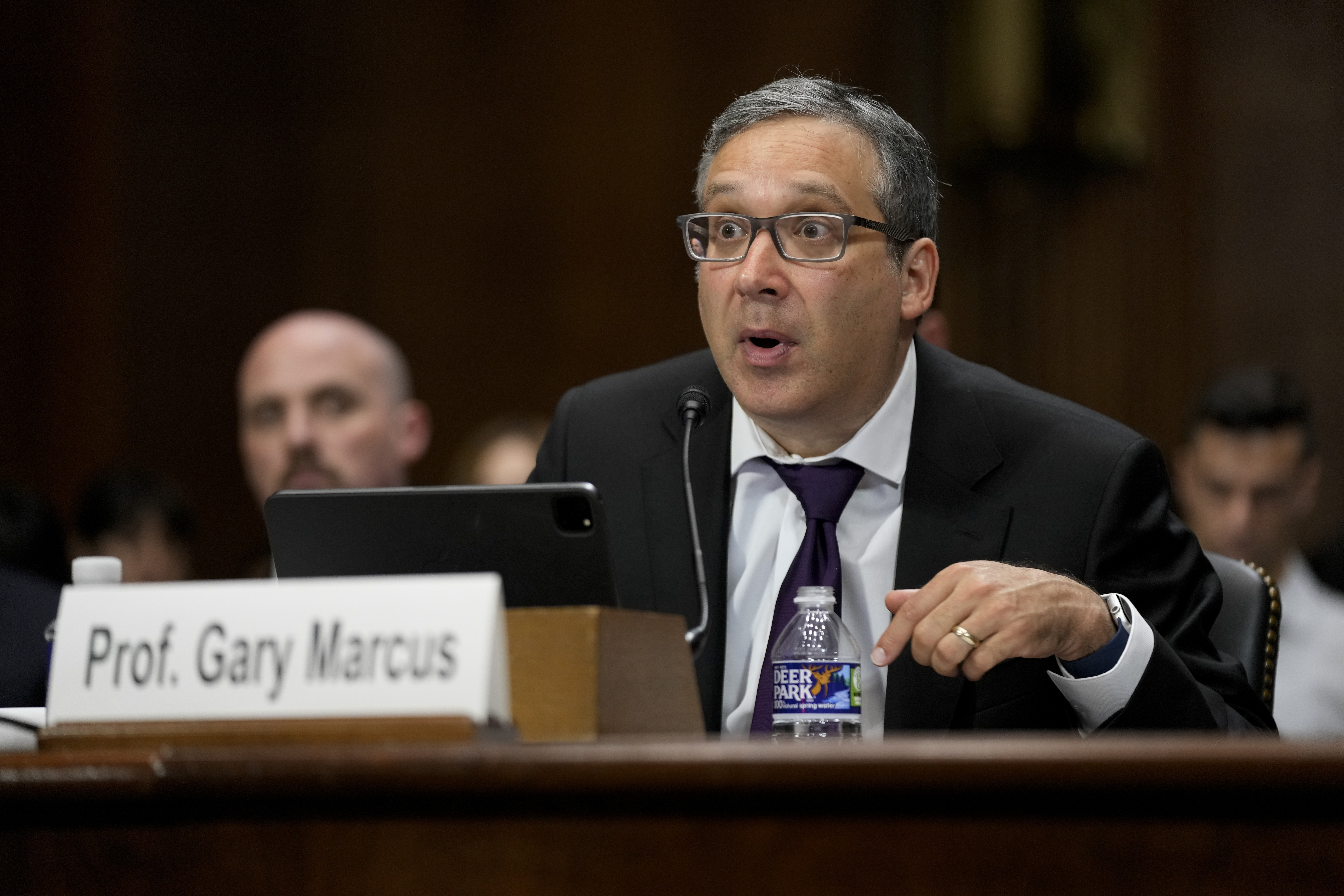 NYU Professor Emeritus Gary Marcus speaks before a Senate Judiciary Subcommittee on Privacy, Technology and the Law hearing on artificial intelligence, Tuesday, May 16, 2023, on Capitol Hill in Washington