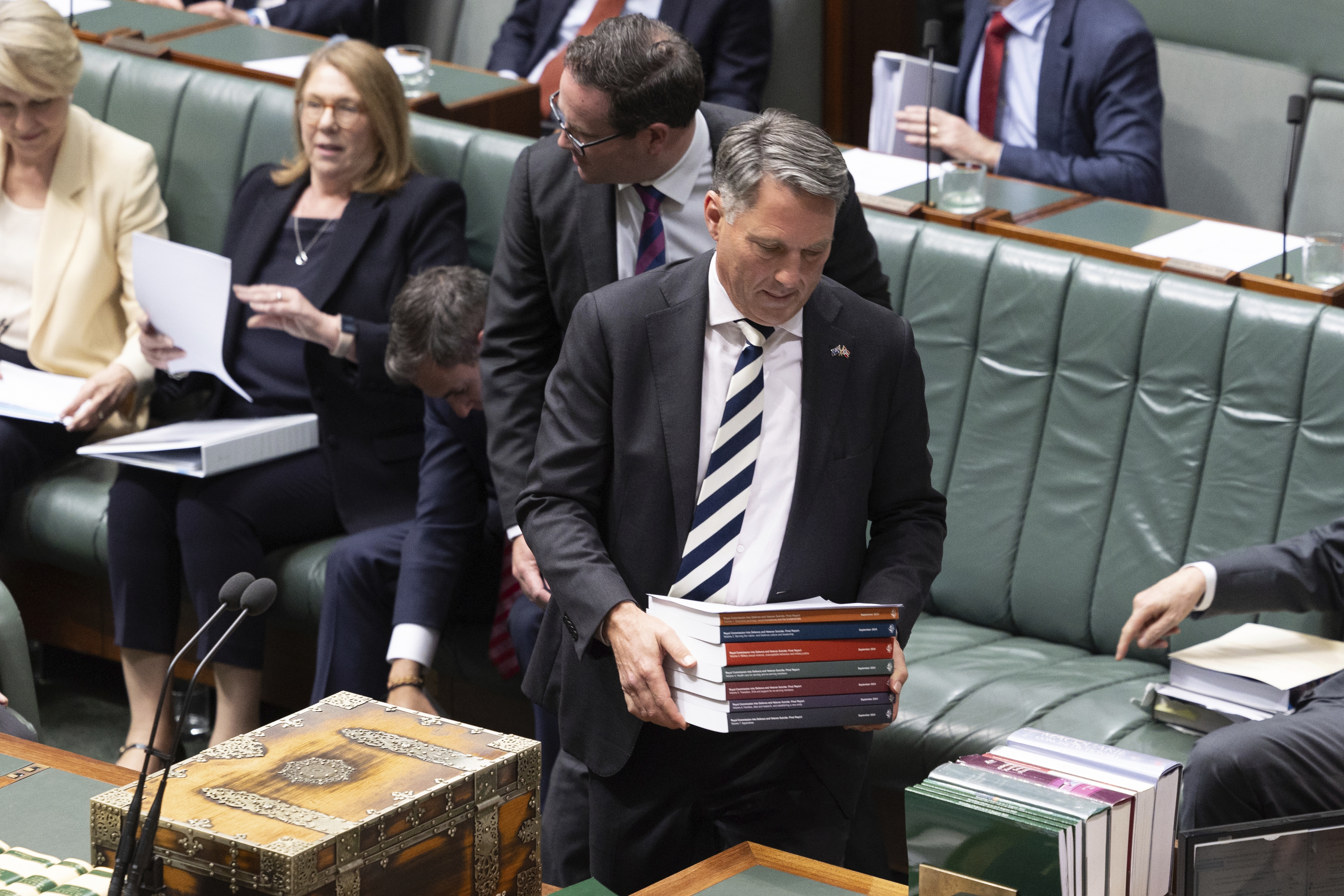 Deputy Prime Minister and Minister for Defence Richard Marles during the presentation of the final report of the Royal Commission into Defence and Veteran Suicide, in the House of Representatives