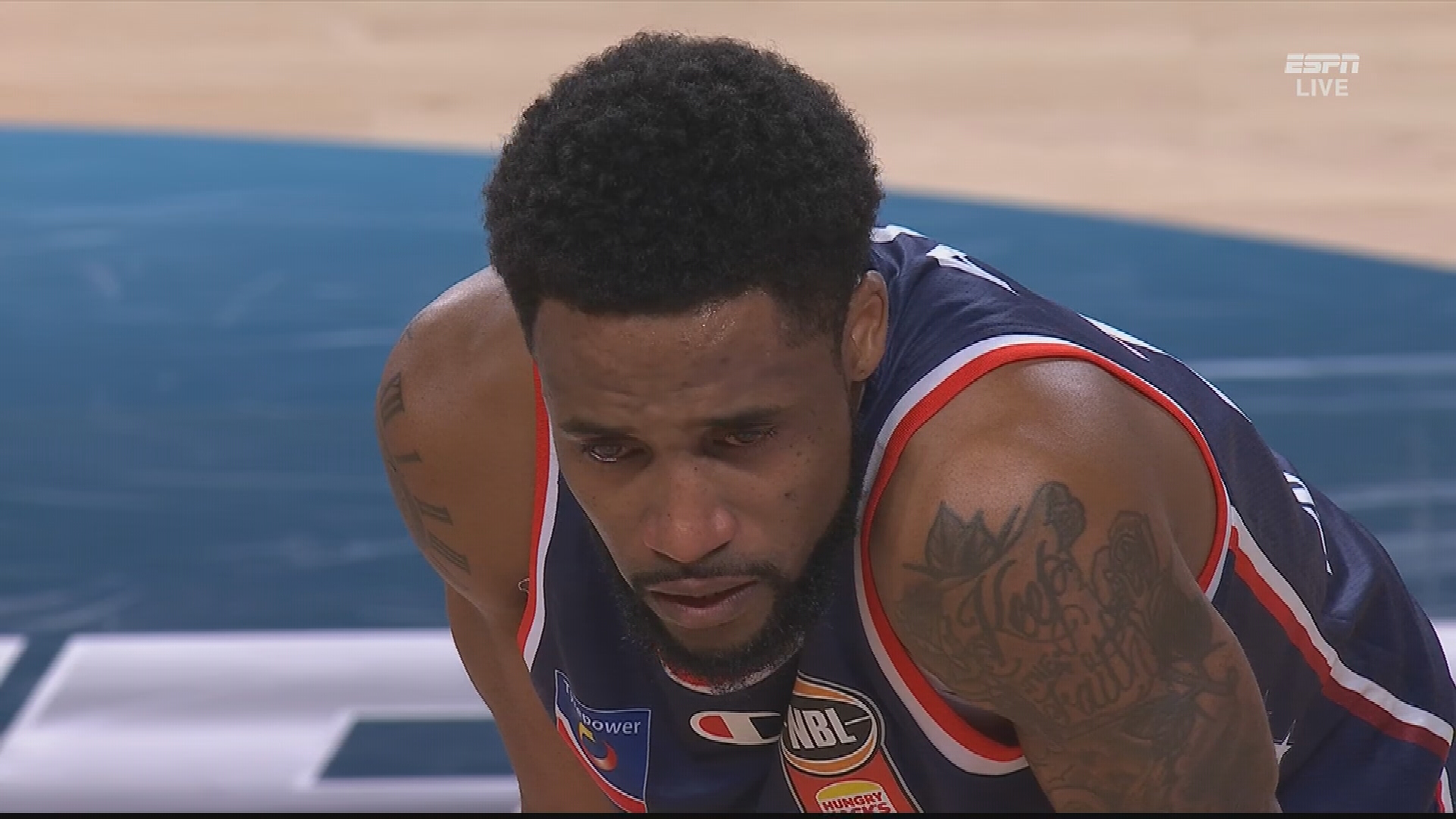 Bryce Cotton is brought to tears during the Adelaide 36ers match against the Illawarra Hawks.