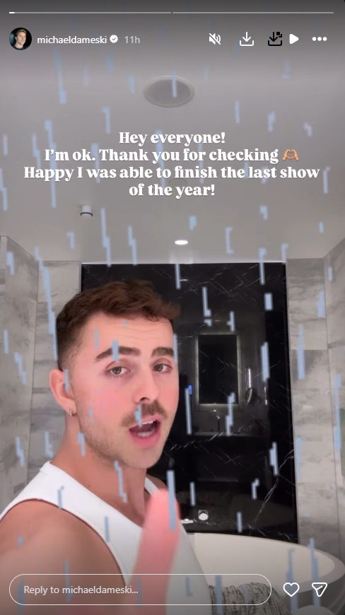 Lady Gaga backup dancer Michael Dameski shared an update after falling off the stage at her Sydney concert