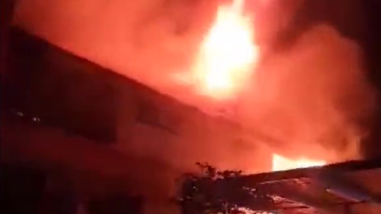 Two level unit in Charlestown, Newcastle, goes up in flames.