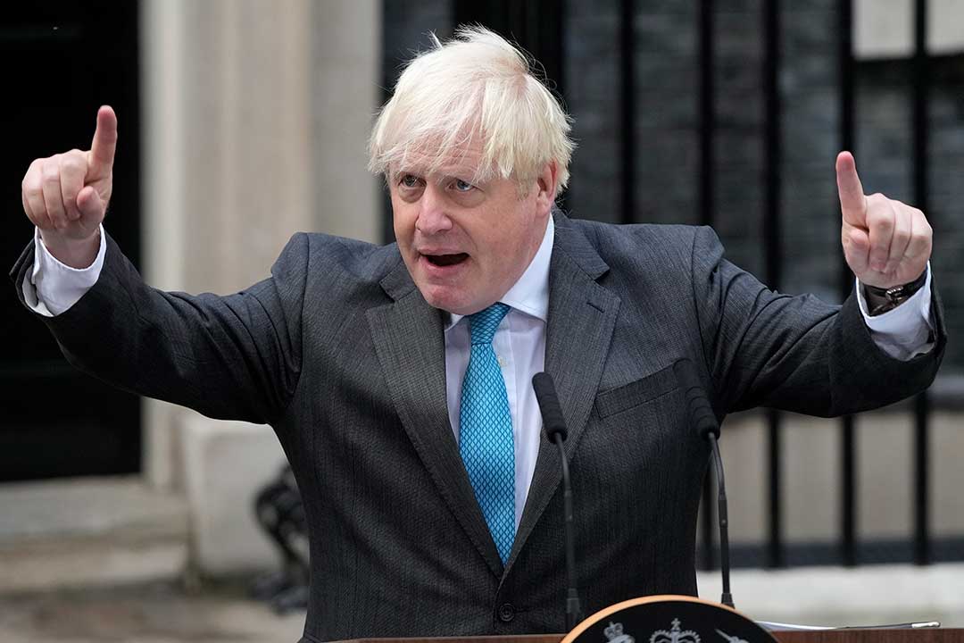 Boris Johnson in a bombastic farewell address.