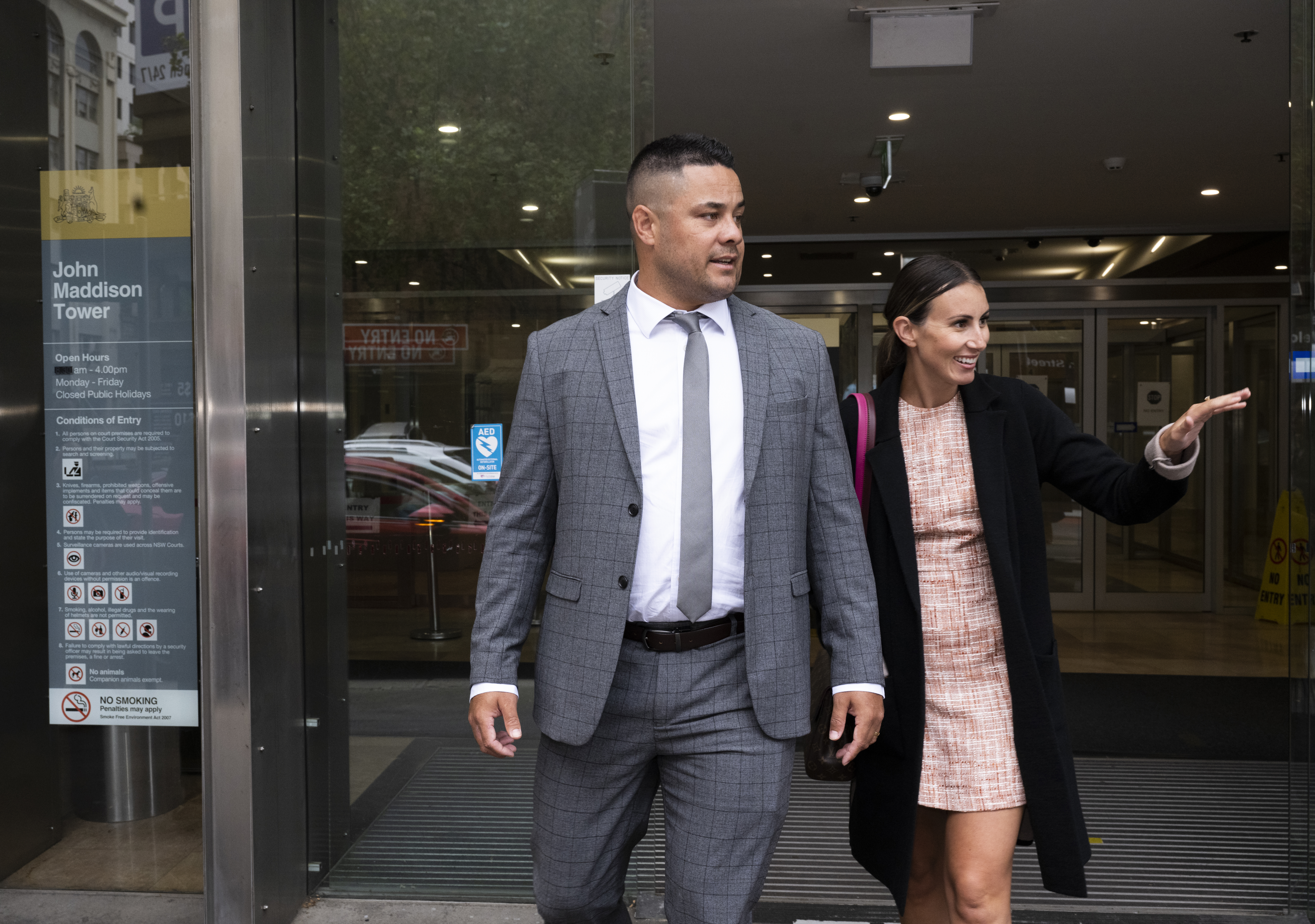 Former NRL player Jarryd Hayne leaves the NSW District Court during his sexual assault trial. JMT court. March 22, 2023. 