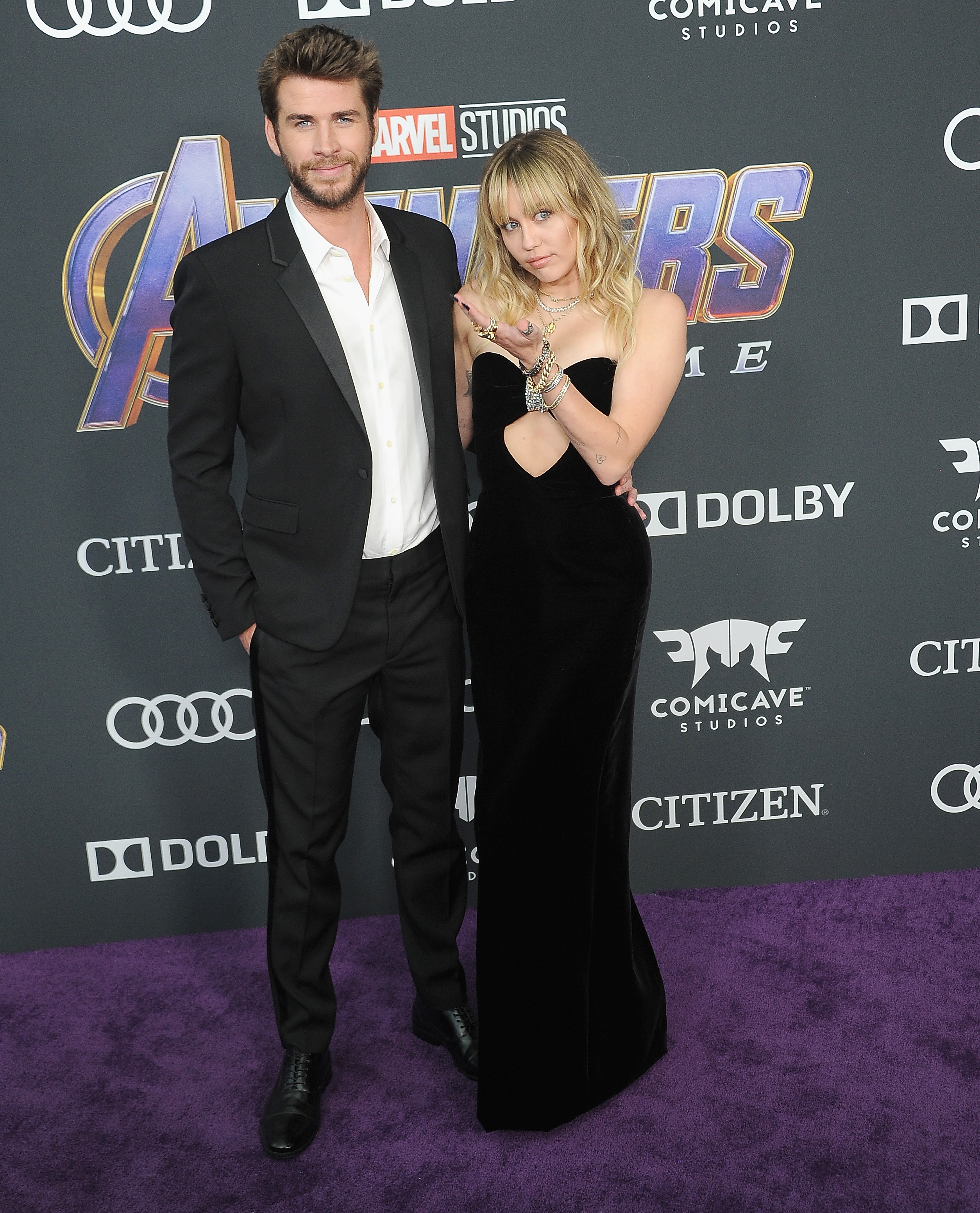 Miley Cyrus and Liam Hemsworth, Avengers: Endgame premiere, LA April 22, 2019