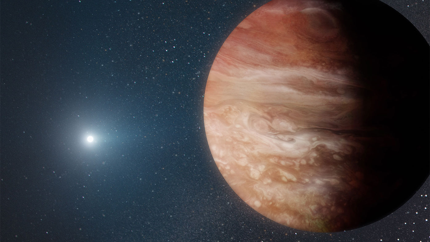 The discovery of a distant Jupiter-like planet orbiting a dead star reveals what may happen in our solar system when the sun dies in about 5 billion years, according to new research. This artist's rendering depicts Jupiter orbiting our sun once it becomes a white dwarf.