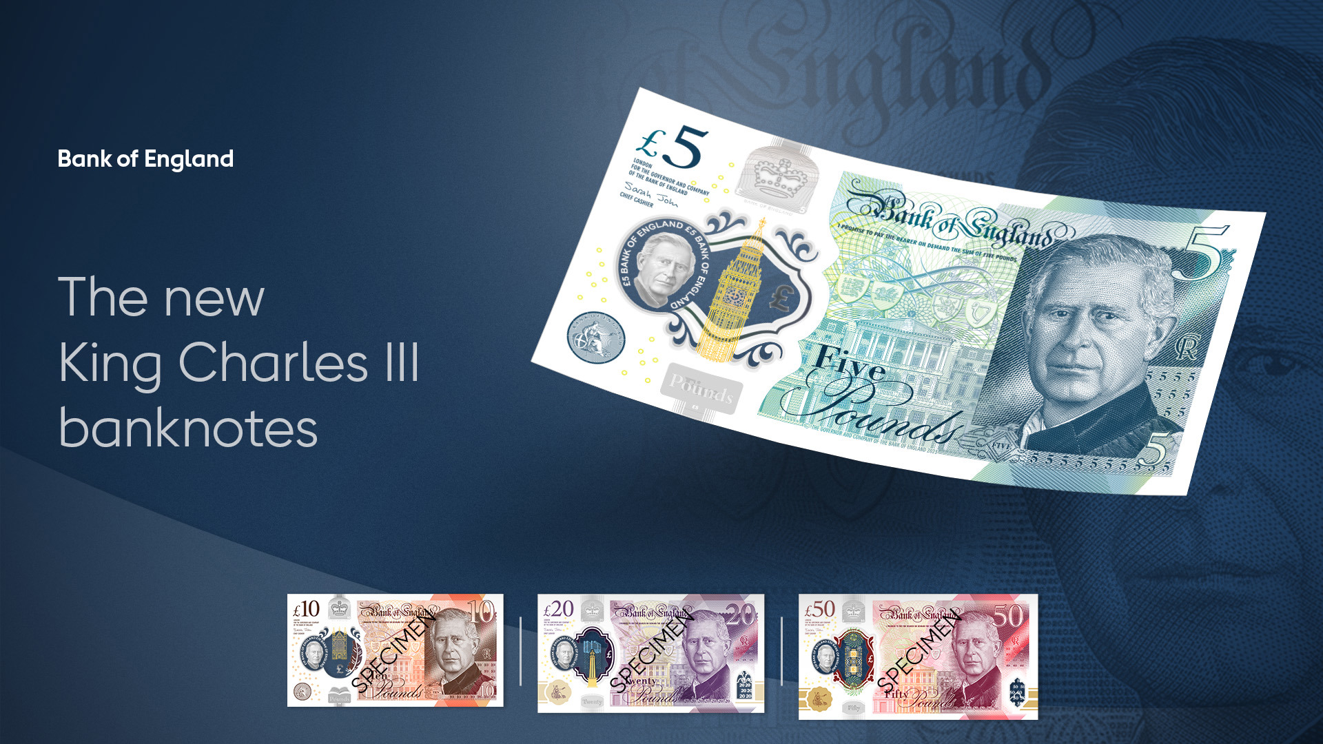 First images of British banknotes featuring King Charles III unveiled