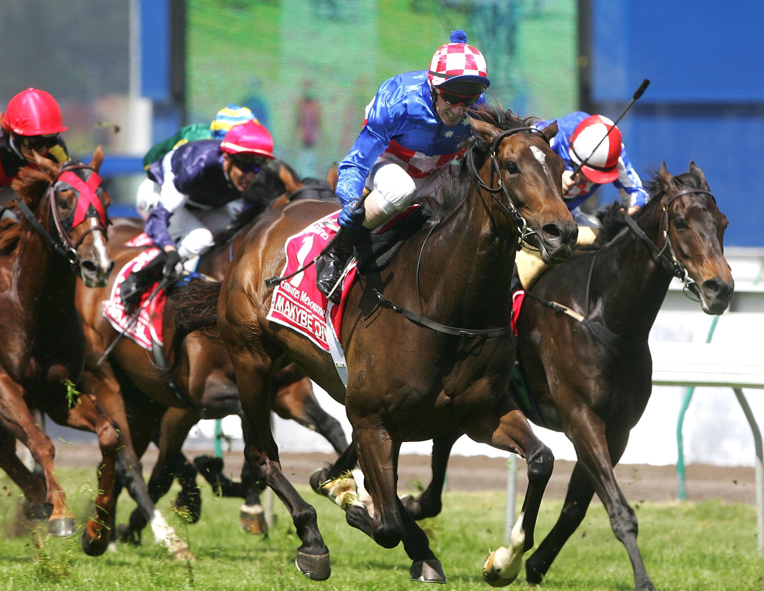 Jockey Glen Boss leads Makybe Diva home to win their third Melbourne Cup.