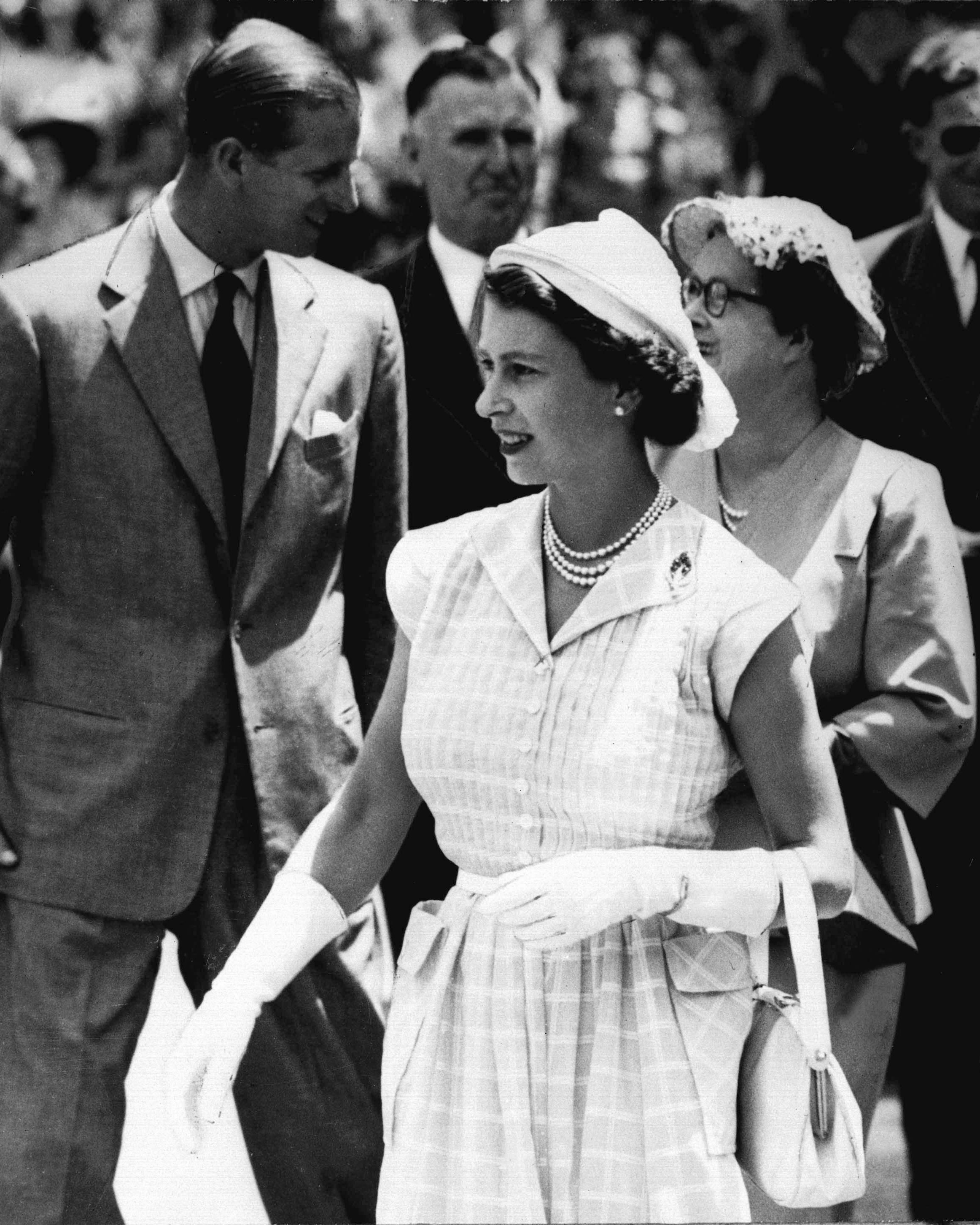 Queen Elizabeth II and Prince Philip during their royal visit to Australia in 1954.