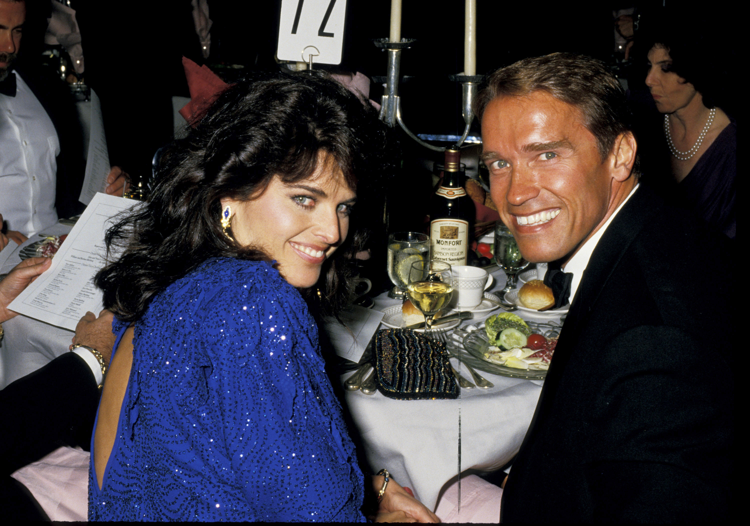 Maria Shriver and Arnold Schwarzenegger during Simon Wiesenthal Center Annual Humanitarian Awards Dinner Honoring Anatoly Scharansky at Bonaventure Hotel in Los Angeles, California, United States in 1987.