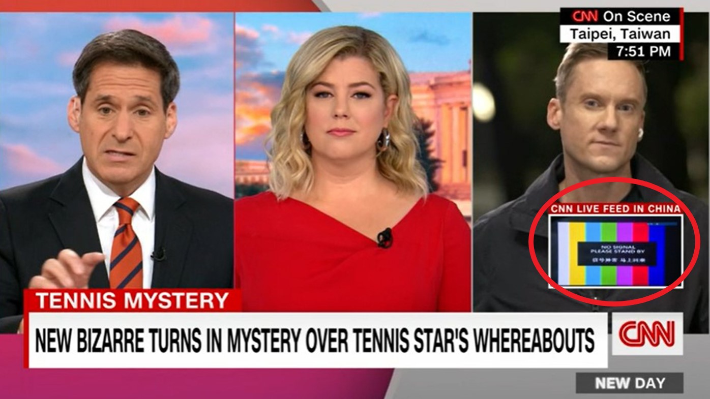 A screenshot showing how CNN's coverage of Peng Shuai is censored in China.