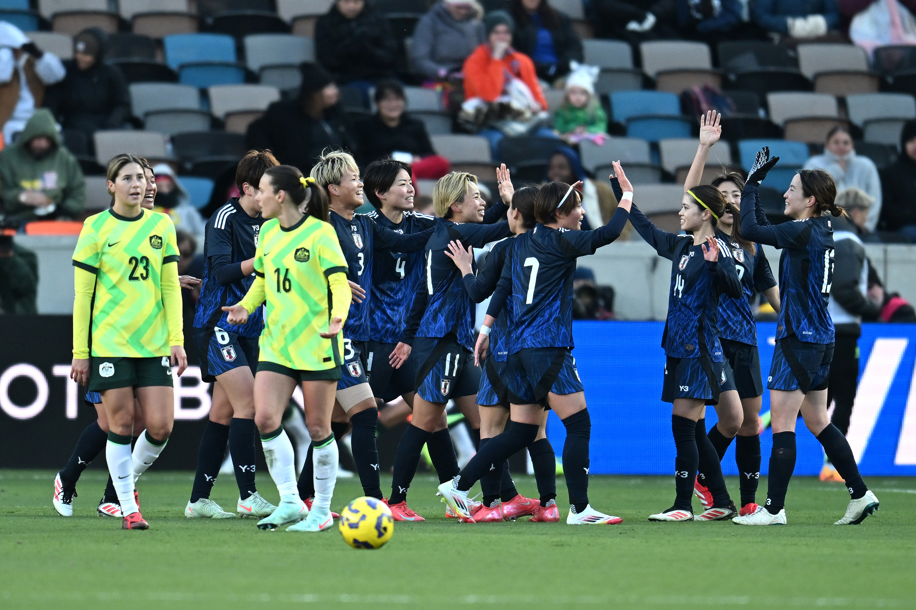 Kyra Cooney-Cross and Hayley Raso of Australia argue.