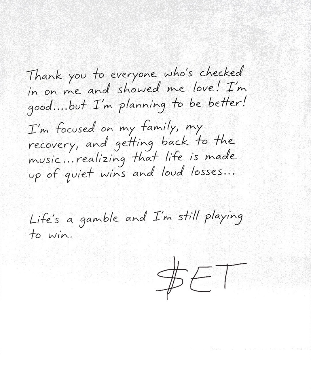 Offset shares a statement on social media thanking fans for support after he was shot