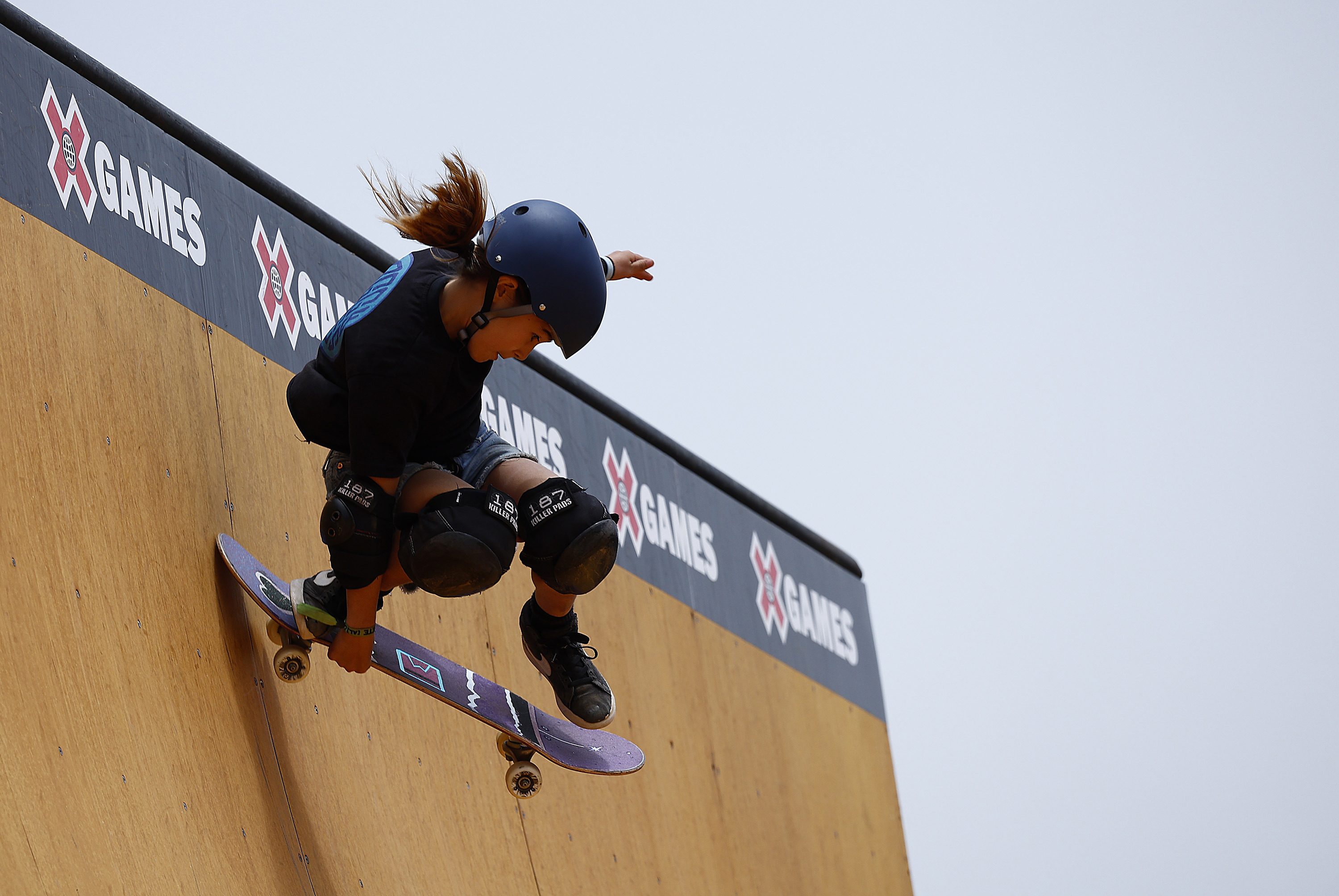 Mia Kretzer of Australia competes in the Womens Skateboard Vert Final during X Games Ventura 2024.