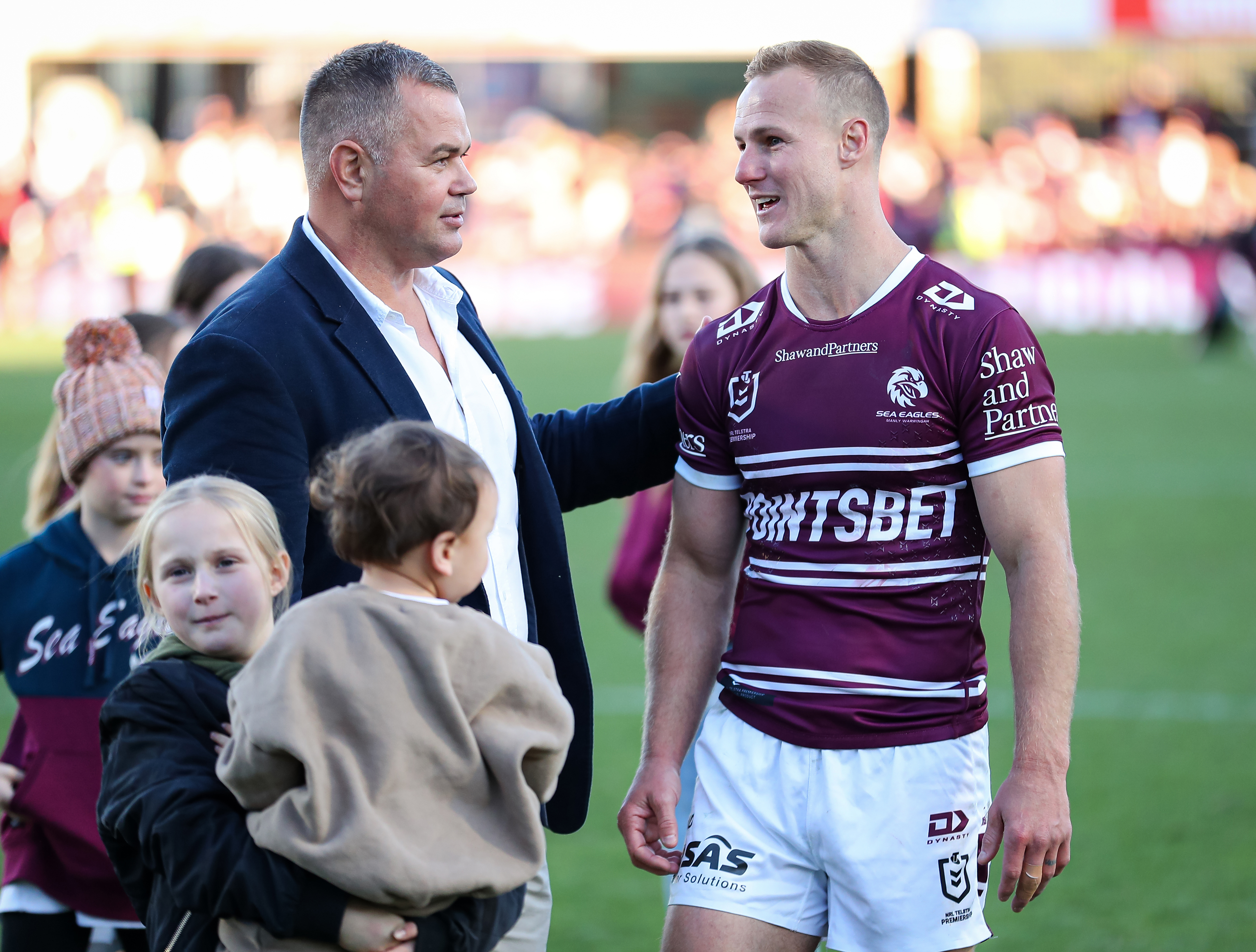 Manly coach Anthony Siebold and captain Daly Cherry-Evans in 2024.