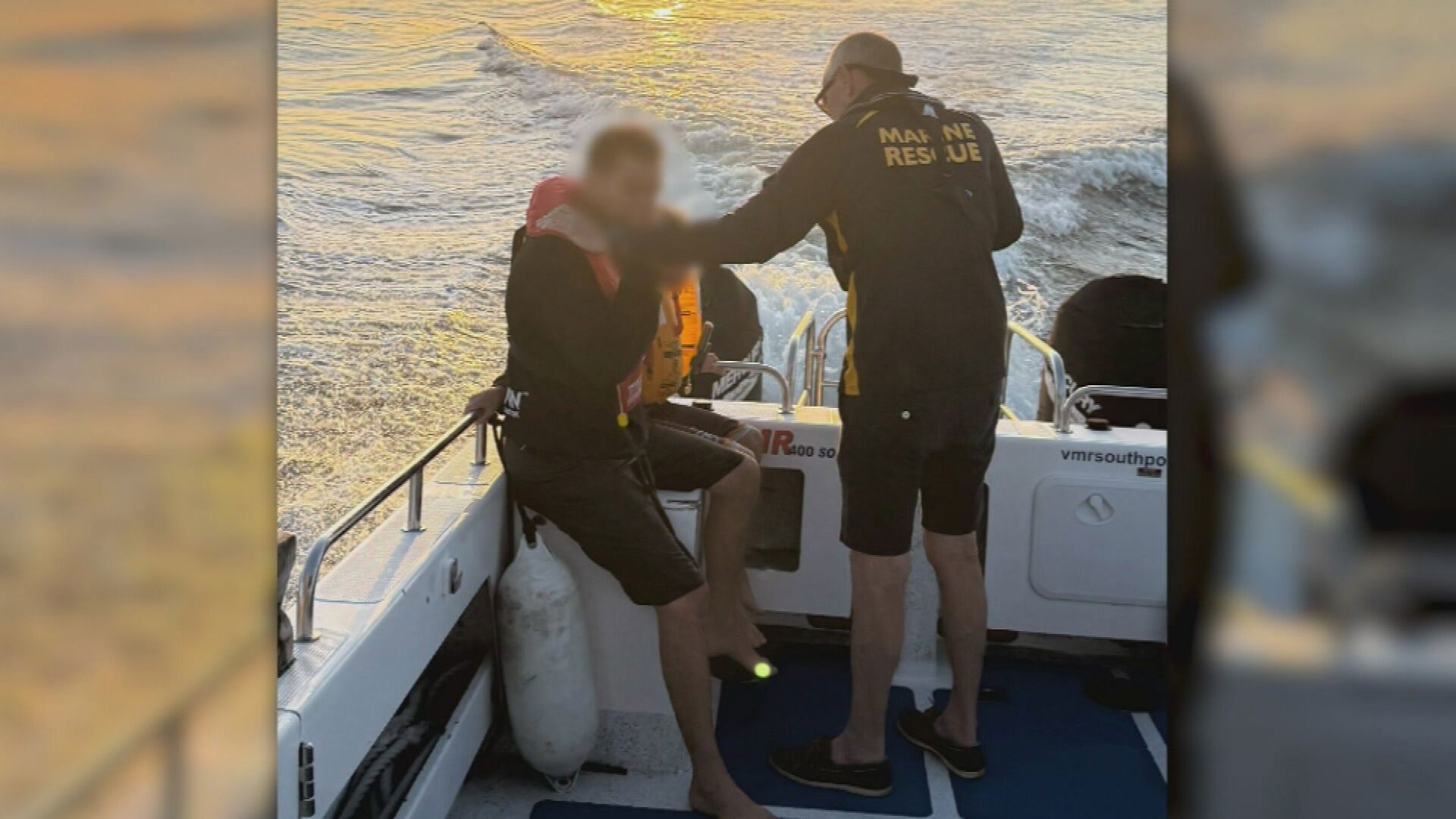 The father suffered facial injuries when the wave sent the windscreen crashing down on him.