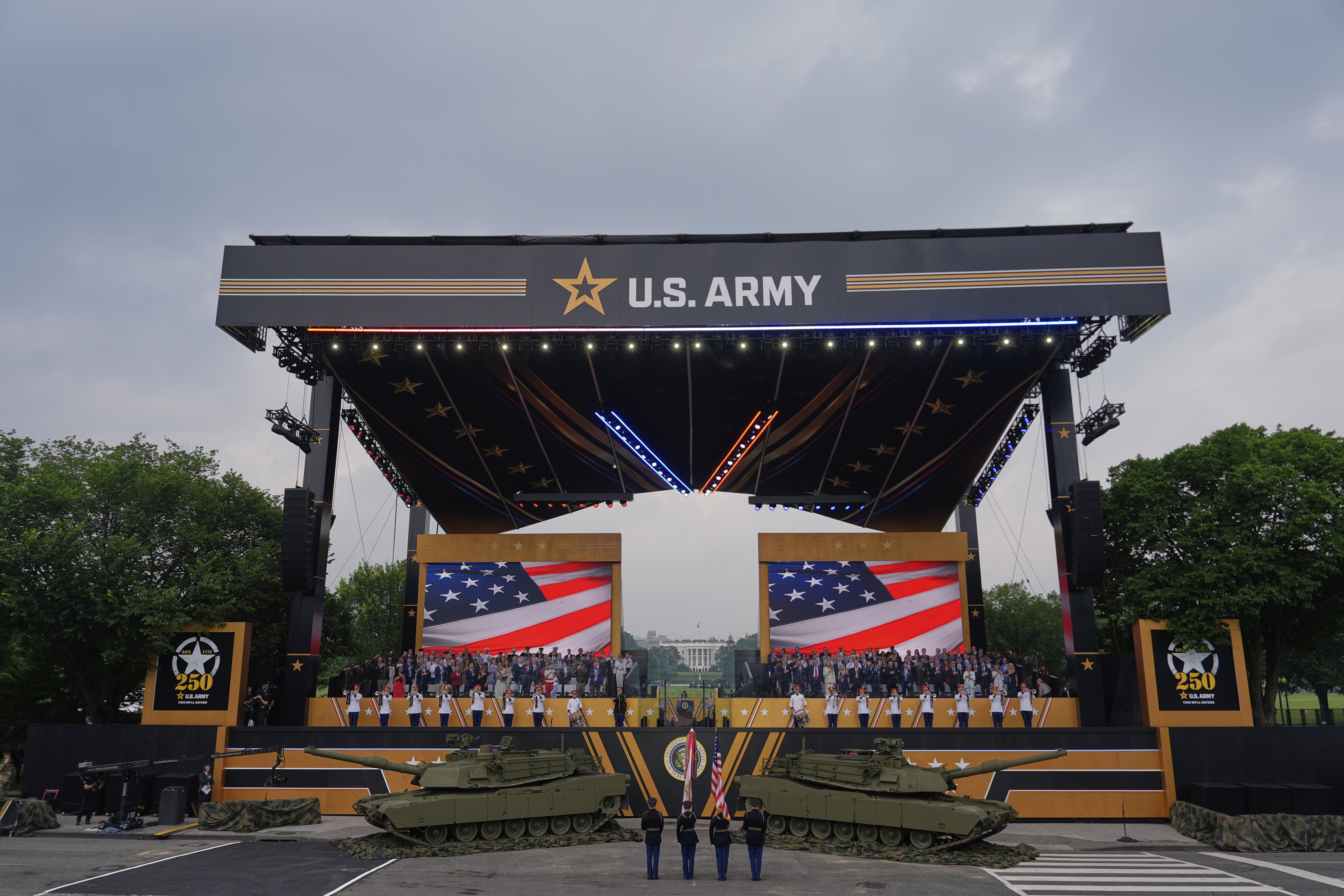 US Army's 250th birthday parade under way despite rain and rallies