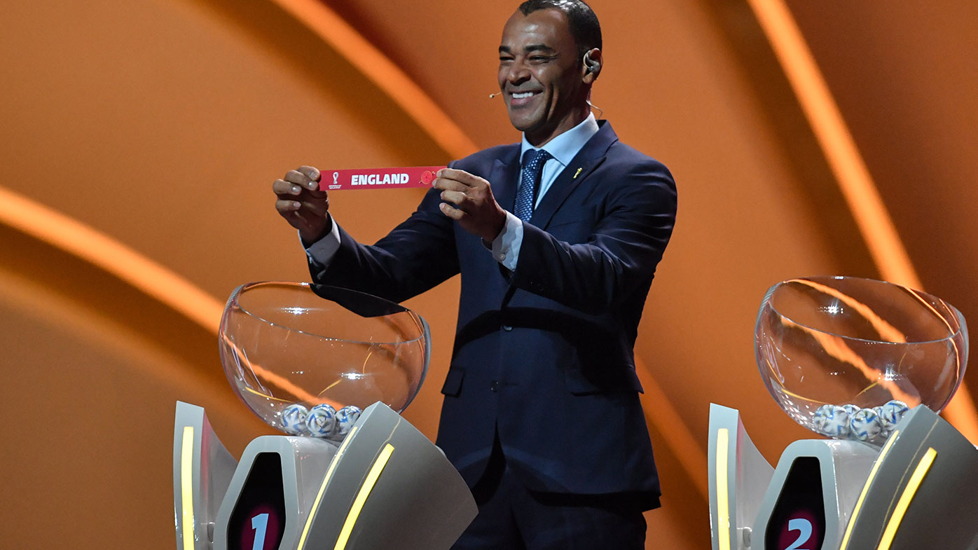 FIFA Legend Cafu draws England during the FIFA World Cup Qatar 2022 Final Draw at Doha