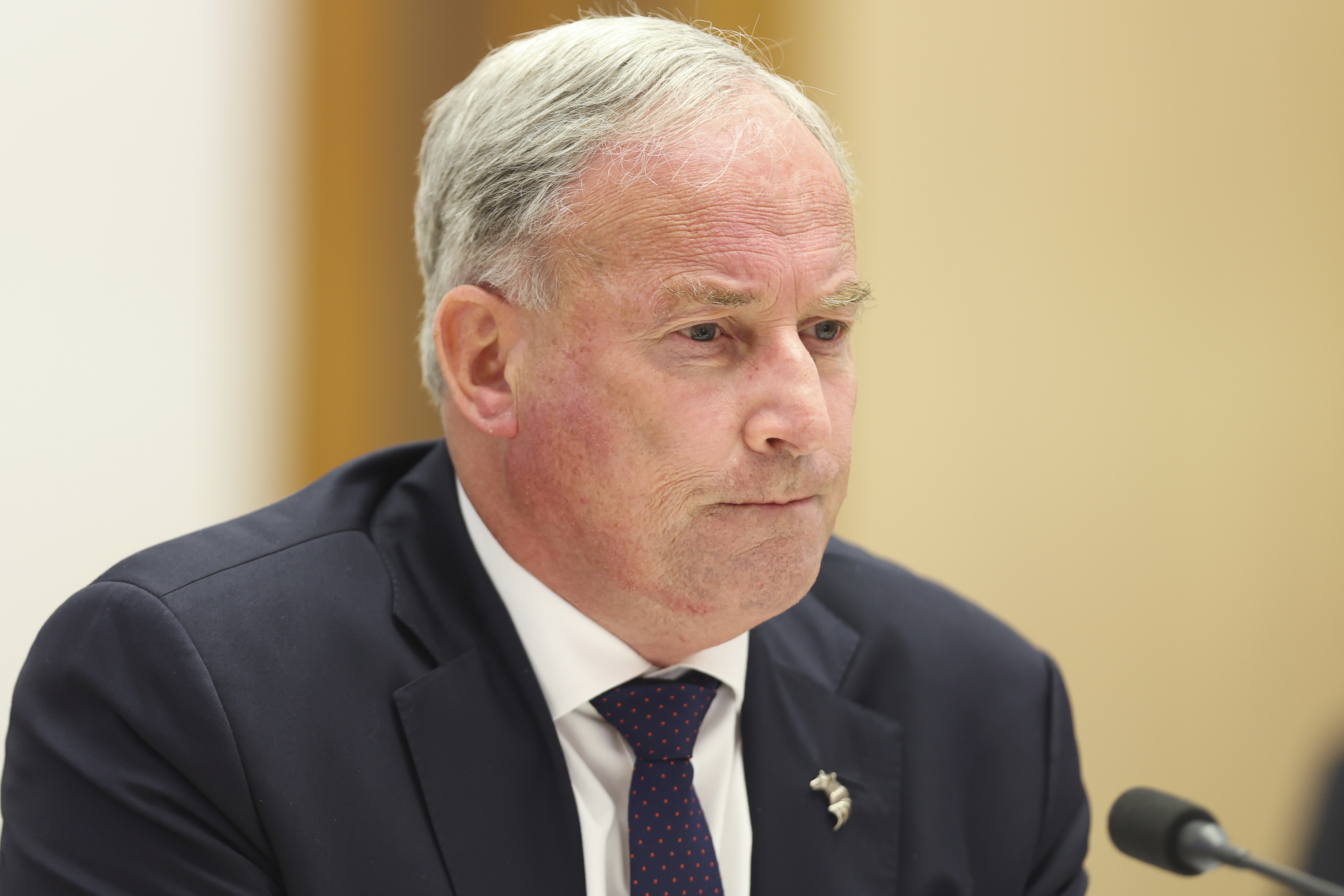 Minister for Senior Australians and Aged Care Services and Minister for Sport Richard Colbeck during a Senate hearing on COVID-19, at Parliament House in Canberra on  Wednesday 2 February 2022. fedpol Photo: Alex Ellinghausen