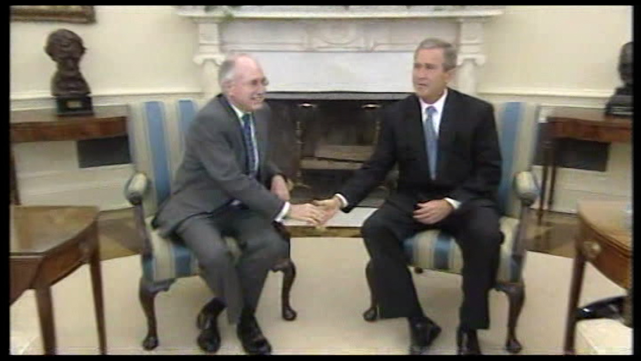 Mr Howard was in the US for meetings with President George W. Bush.
