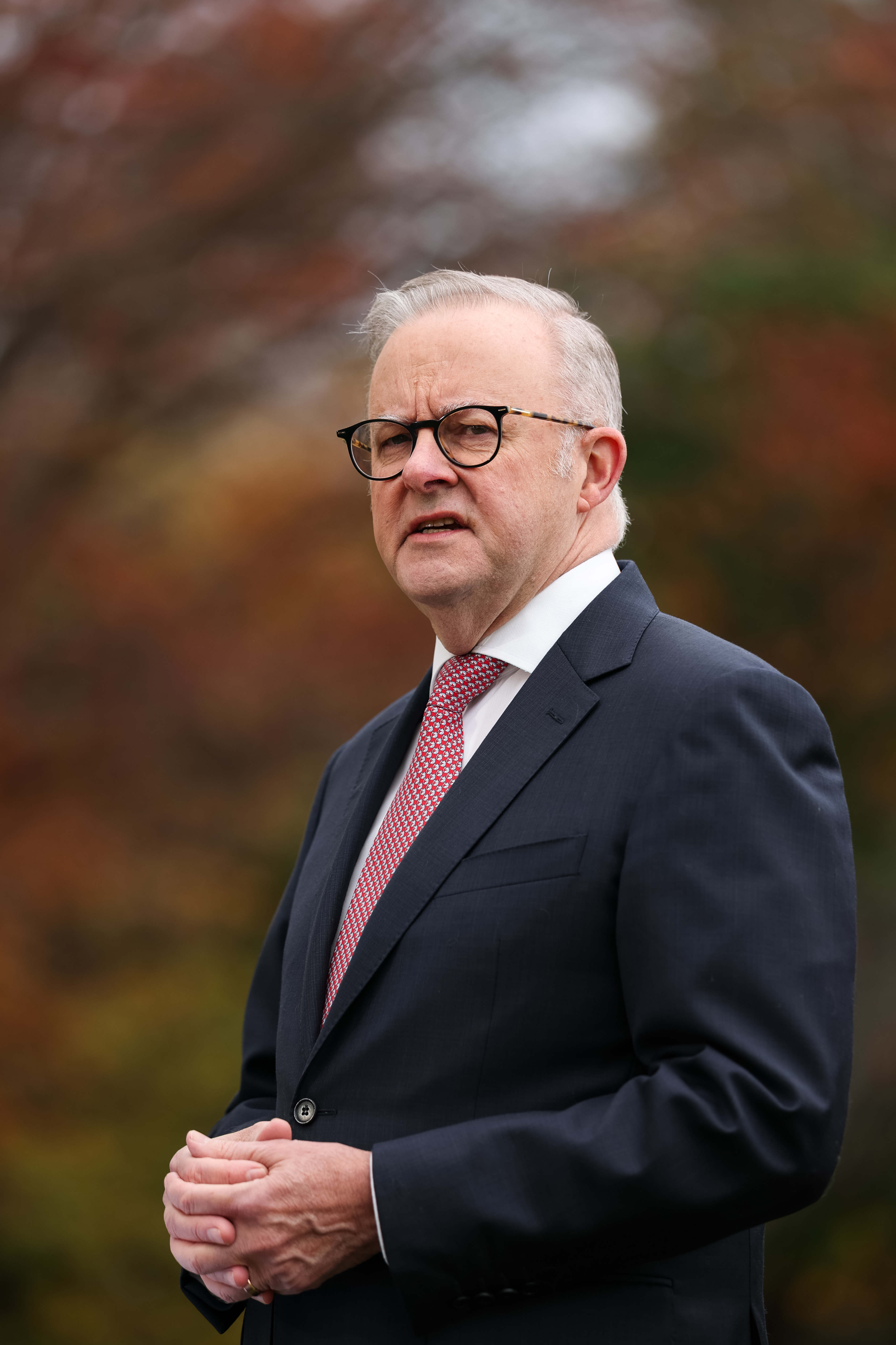 Prime Minister Anthony Albanese during a press conference in Canberra on May 15.